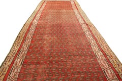 Antique Kirsehir Red and Beige Wool Runner Boteh Floral Pattern by Rug & Kilim