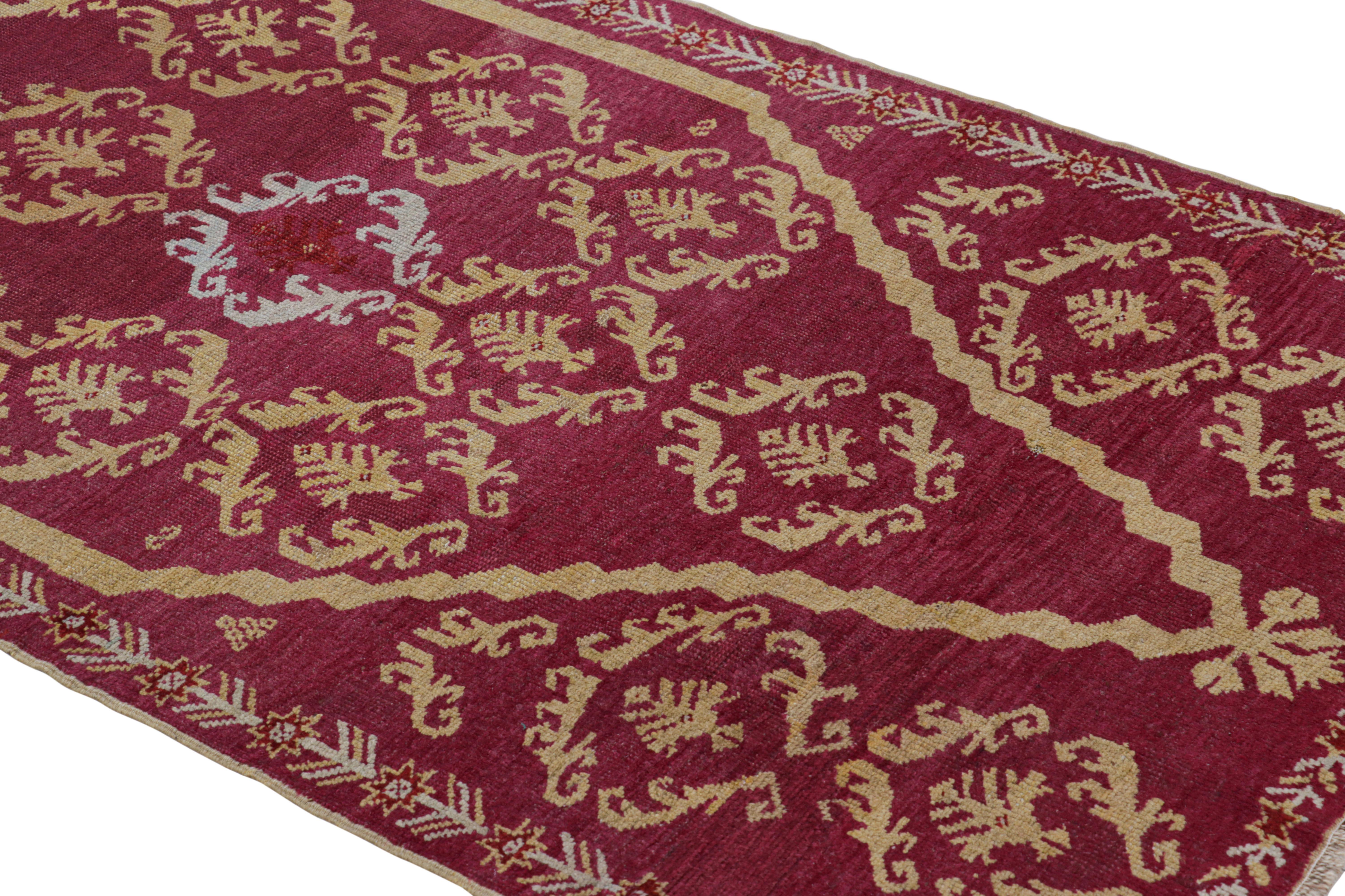 Hand-knotted in wool and originating from Turkey, circa 1880-1890, this 3x5 antique Kirsehir rug is an exciting, rare new curation from the Rug & Kilim collection. 

On the Design

Admirers of the craft will note an interesting stylistic variation