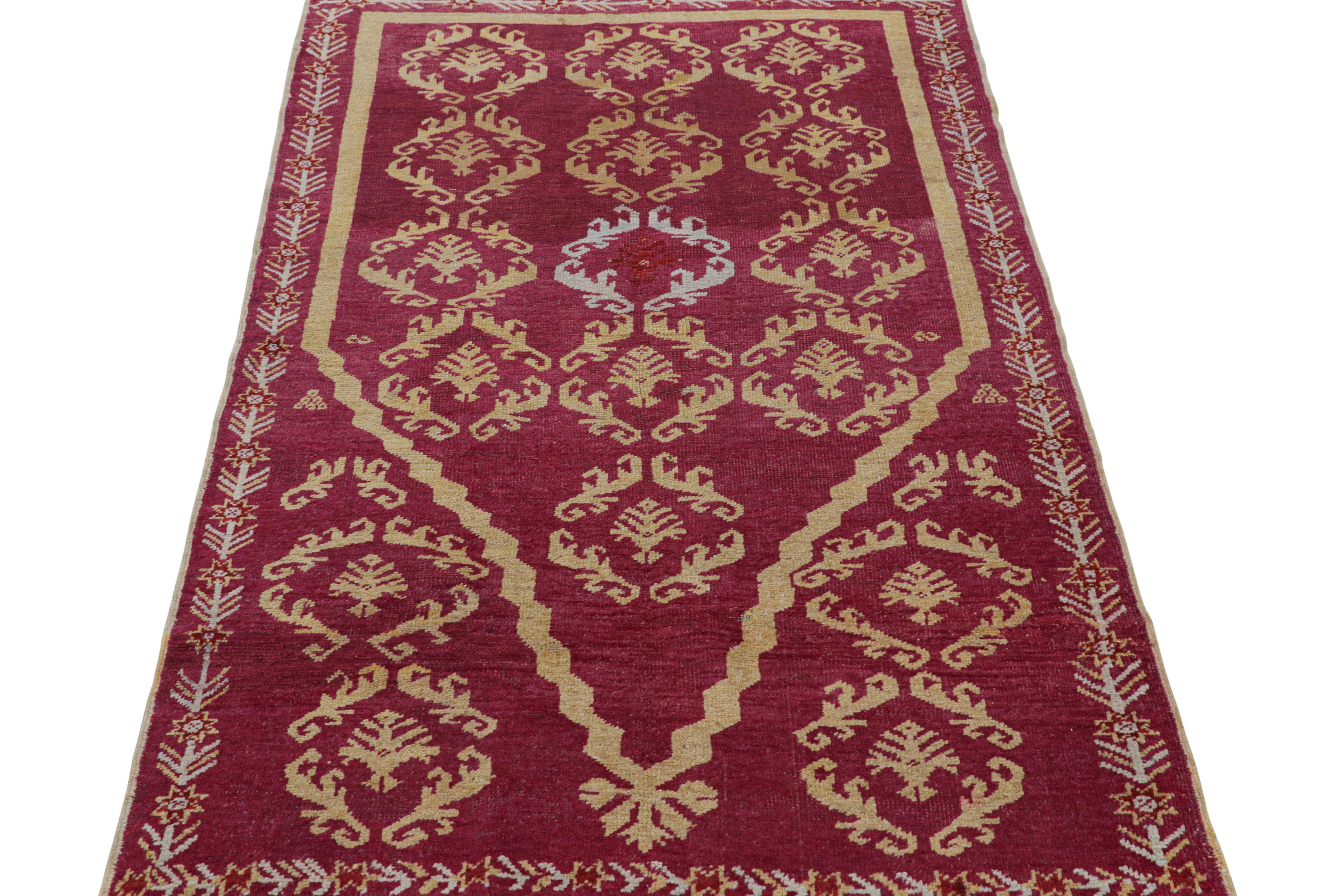 Antique Kirsehir Rug in Red with Gold Geometric Patterns, from Rug & Kilim In Good Condition For Sale In Long Island City, NY