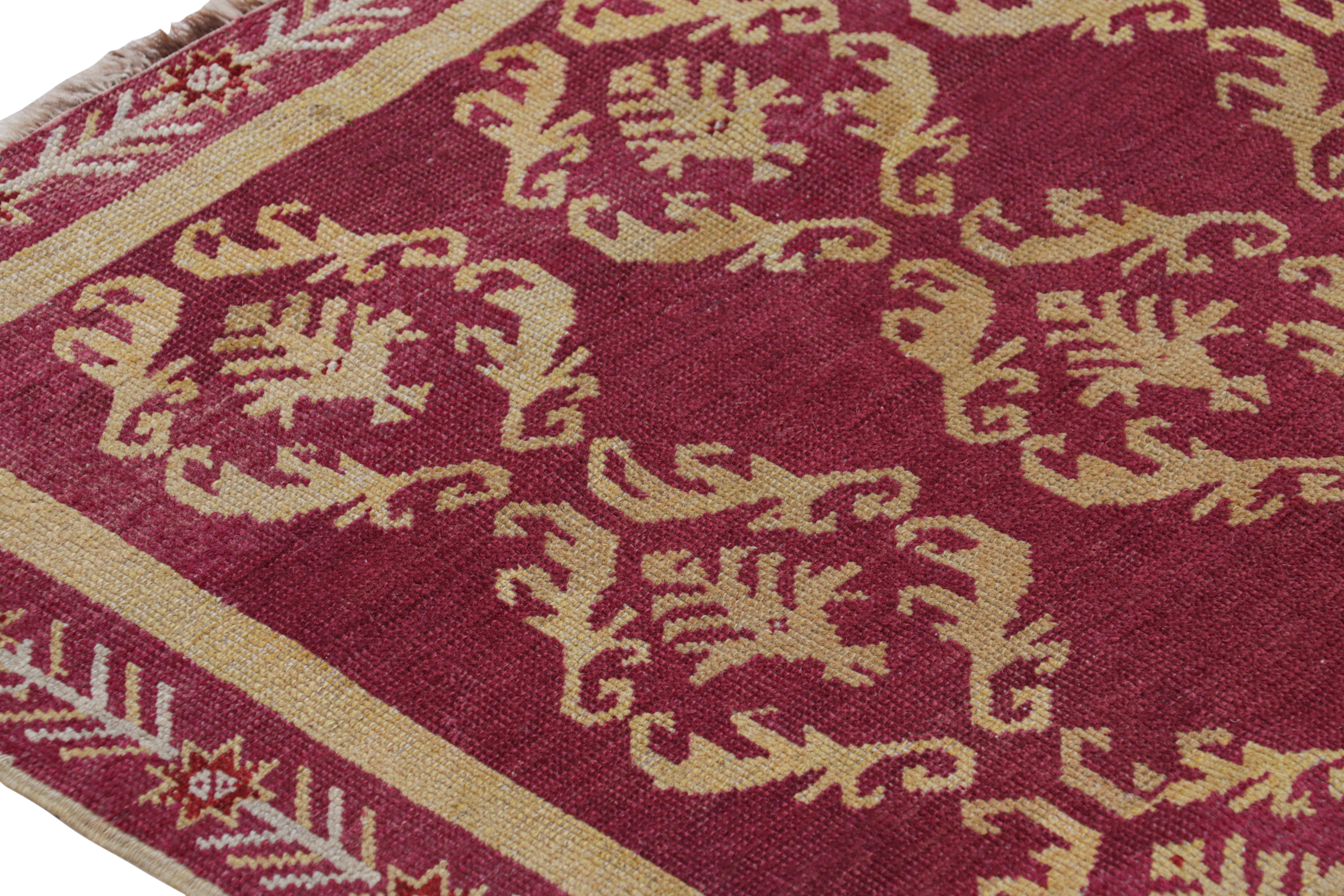 Late 19th Century Antique Kirsehir Rug in Red with Gold Geometric Patterns, from Rug & Kilim For Sale