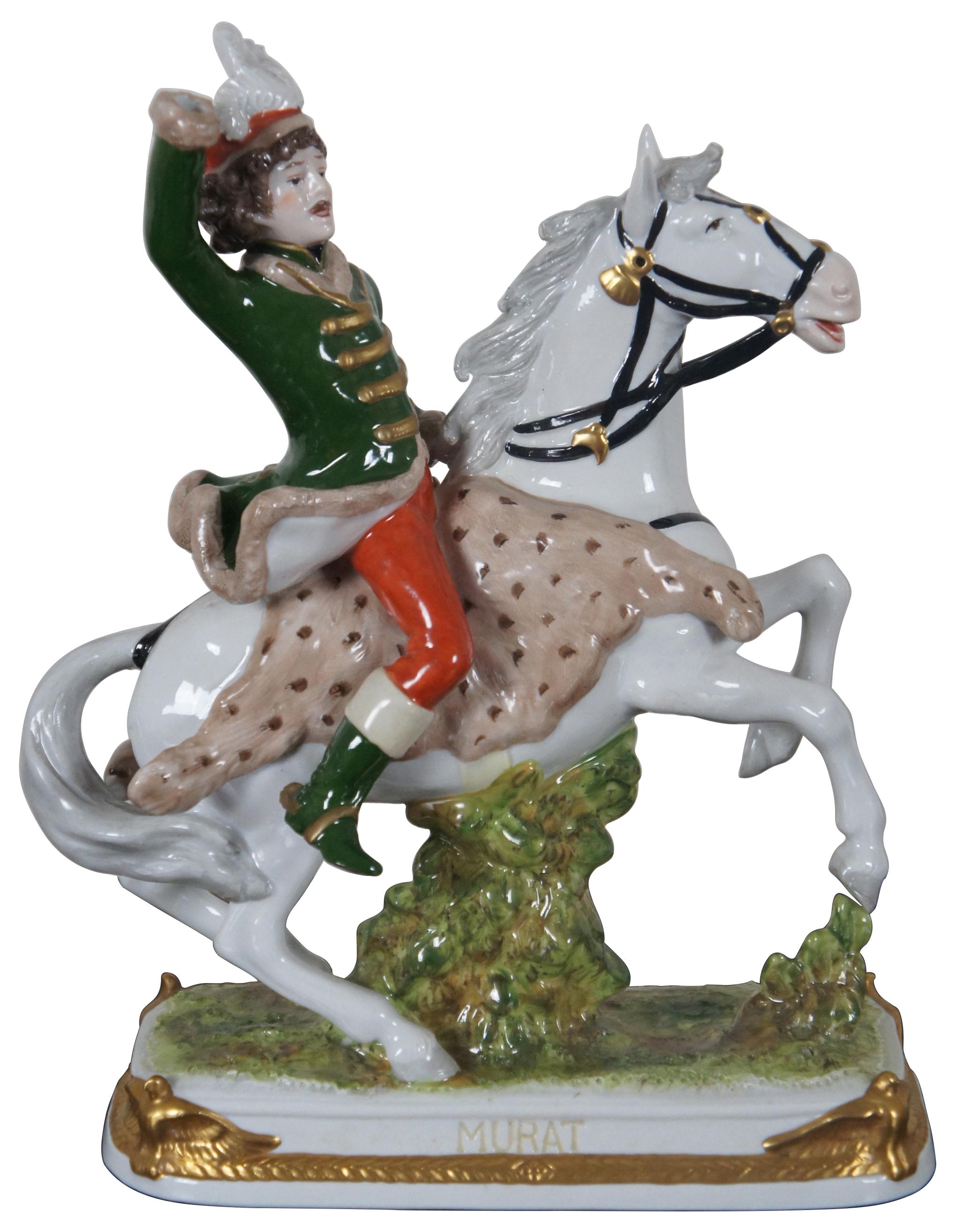 Antique Kister porcelain figurine of Joachim Murat riding a white horse. “A.W. Fr. Kister Porcelain Manufactory of Scheibe-Alsbach, Thuringia, Germany, used this mark from 1900 to 1972. (