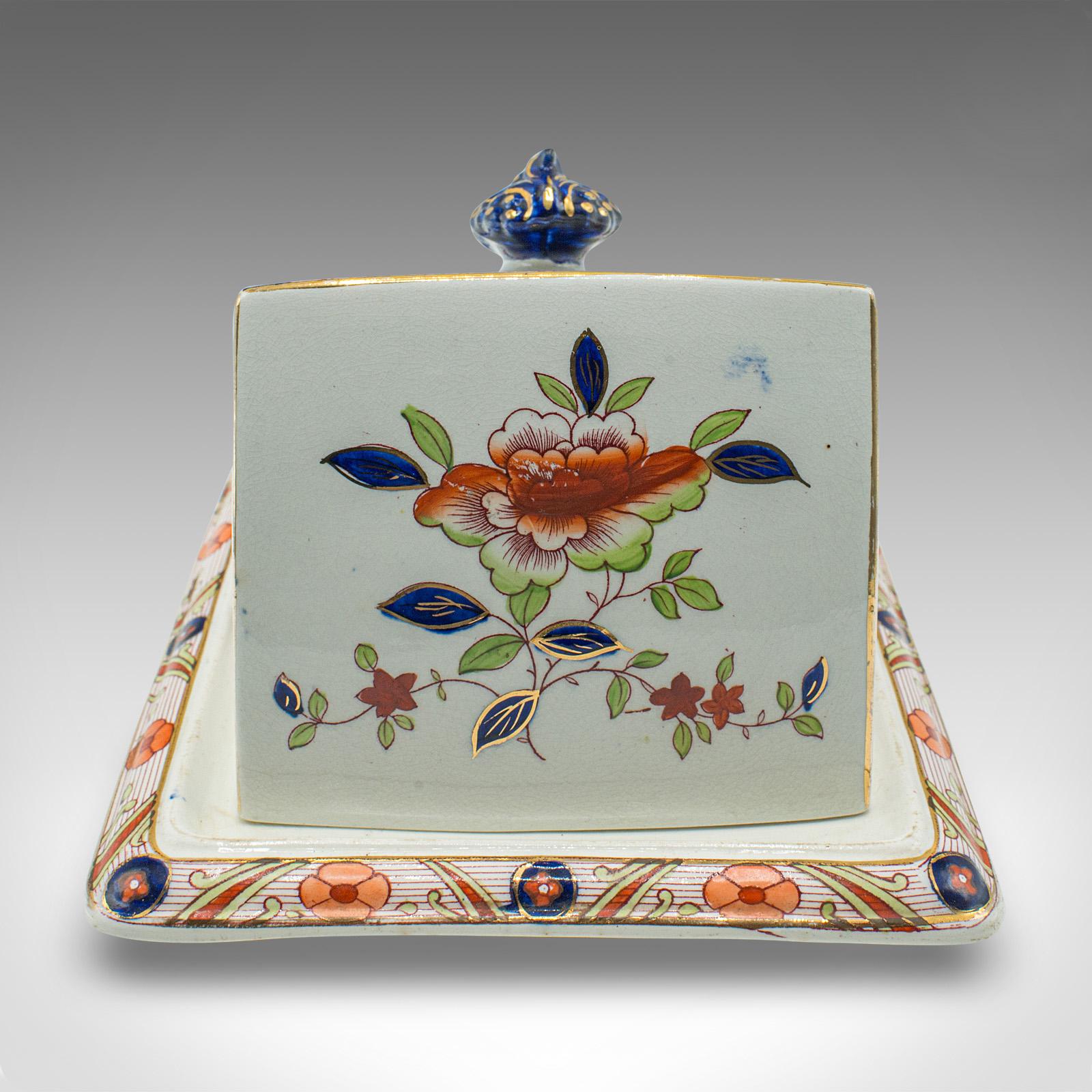 British Antique Kitchen Cheese Keeper, English, Ceramic, Butter Dish, Edwardian, C.1910