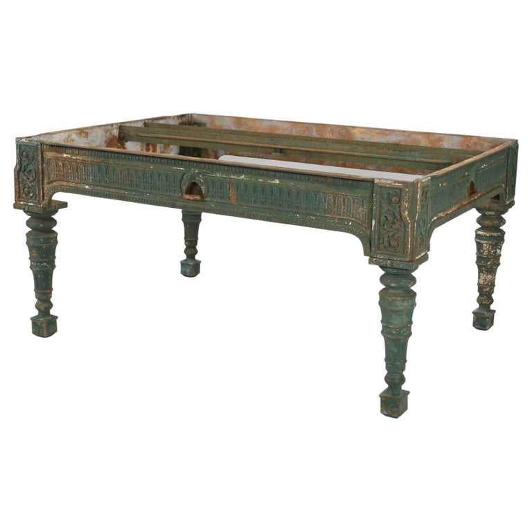 Antique Kitchen Island, Butcher Block, Industrial Work Table Cast Iron