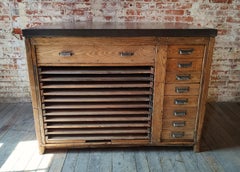 Antique Kitchen Island / Display Table with Steel Top
