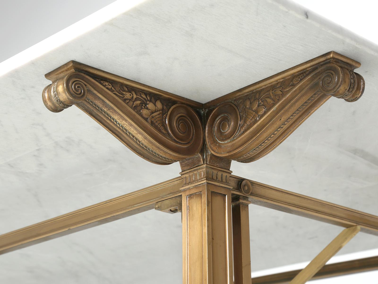 Antique Kitchen Island in Solid Bronze with a New Honed Carrara Marble Top 3