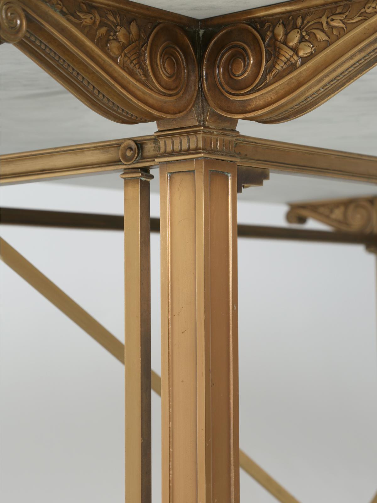 Antique Kitchen Island in Solid Bronze with a New Honed Carrara Marble Top 4