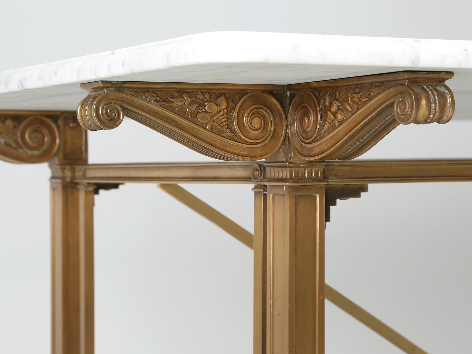 Antique Kitchen Island in Solid Bronze with a New Honed Carrara Marble Top 1