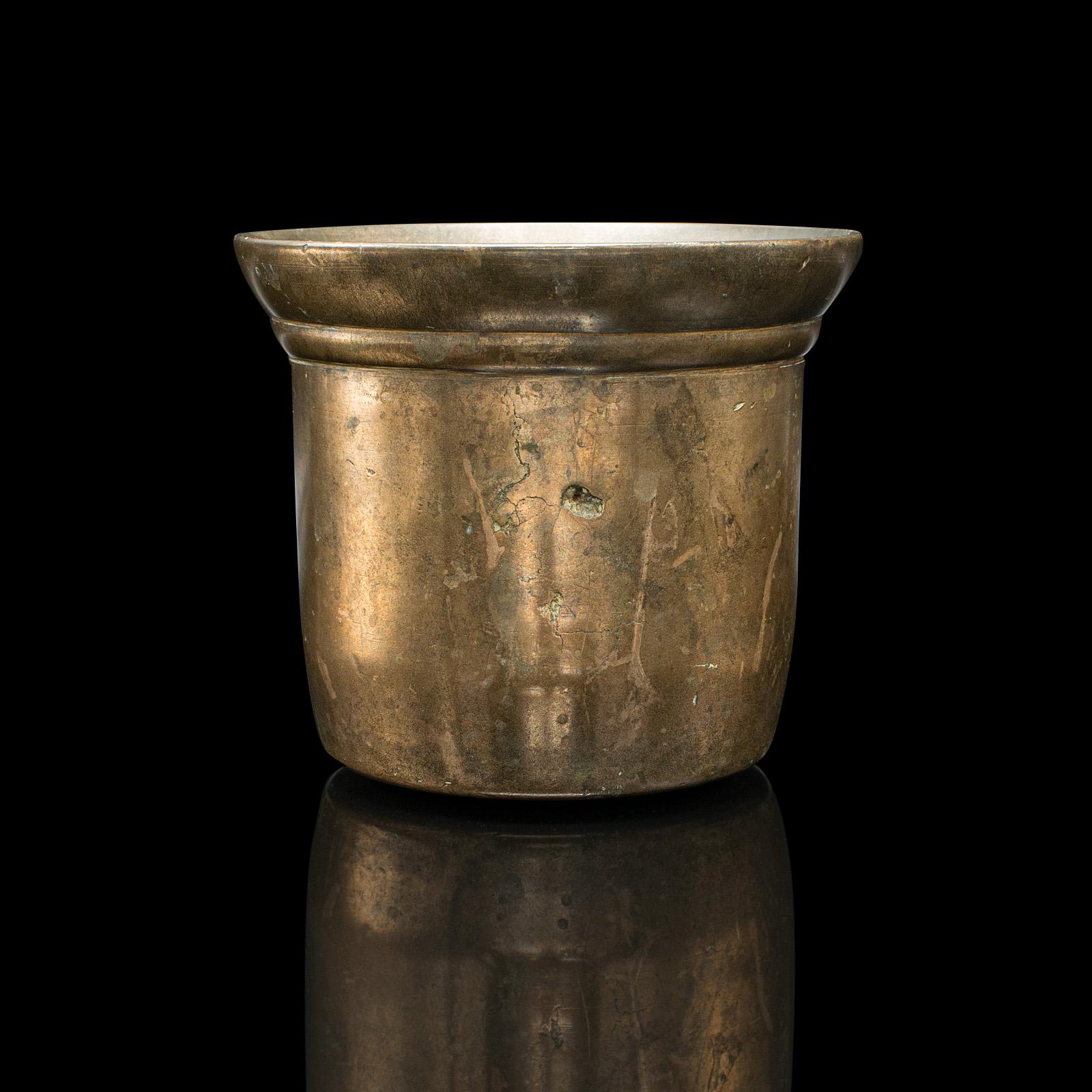 British Antique Kitchen Mortar & Pestle, English, Bronze, Apothecary, Chemist, Georgian For Sale