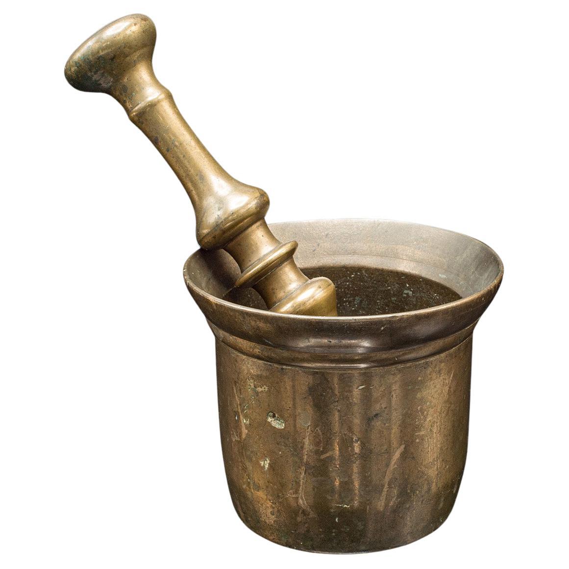 Antique Kitchen Mortar & Pestle, English, Bronze, Apothecary, Chemist, Georgian