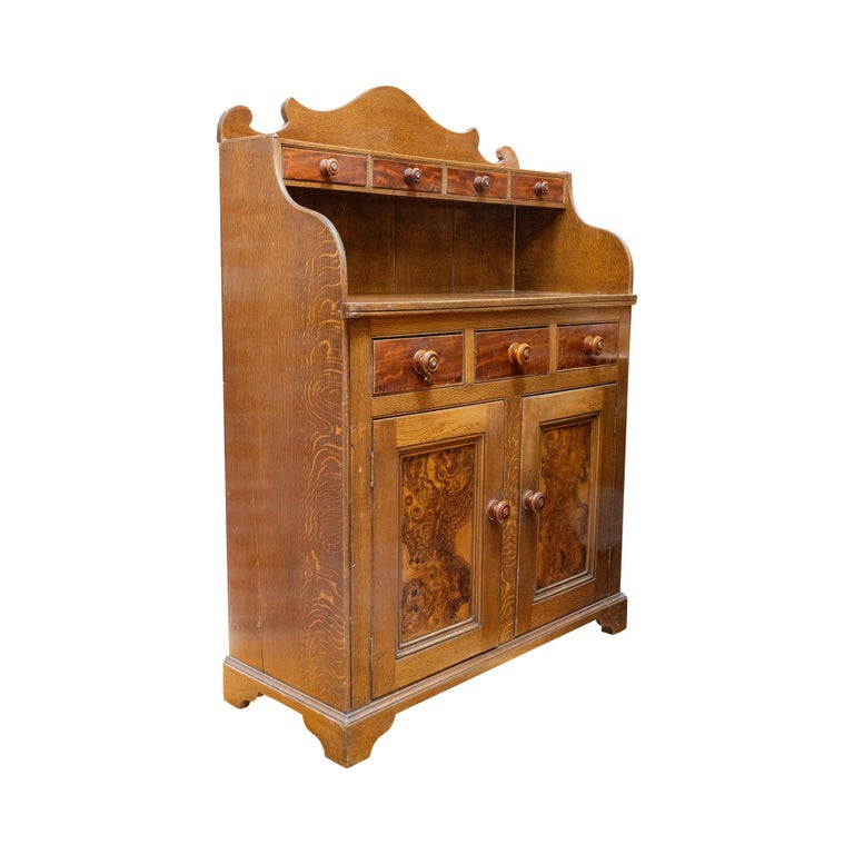 retro kitchen dresser for sale Vintage Glass & Painted Wood Kitchen Cupboard, 1930s
