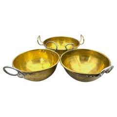 Antique 19th Century Set of Three Patisserie Bowls Pastry Bow Brass