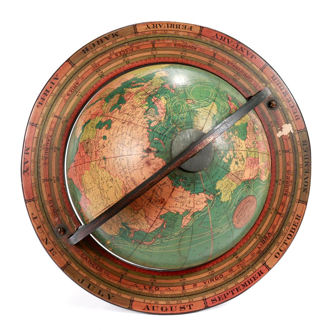 Globe terrestre antique de 8 pouces de Kittinger sur un Stand en bois d'acajou en vente 6