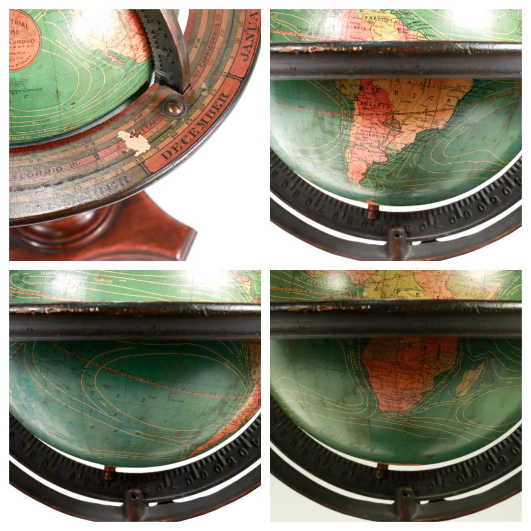 Globe terrestre antique de 8 pouces de Kittinger sur un Stand en bois d'acajou en vente 15