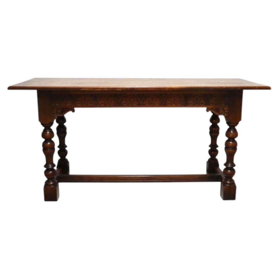 Antique Kittinger Baroque Style Carved Oak Library Table Signed C1920 For Sale