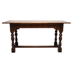 Antique Kittinger Baroque Style Carved Oak Library Table Signed C1920