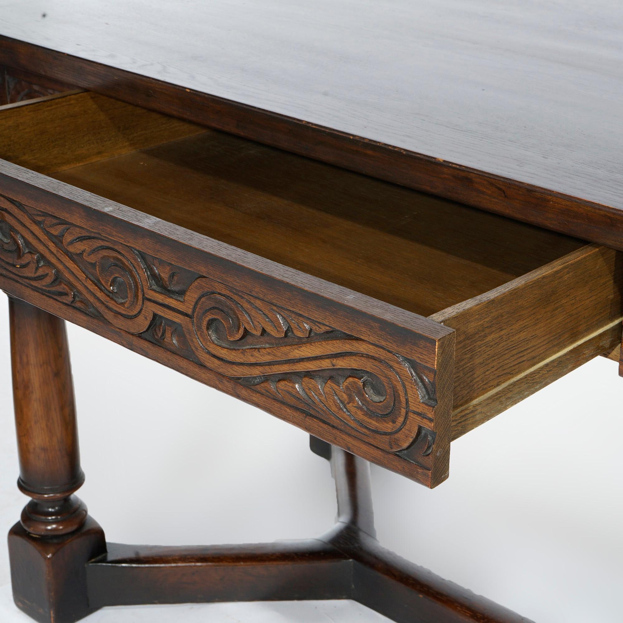 Antique Kittinger Carved Oak Long Sofa Table Circa 1910 6