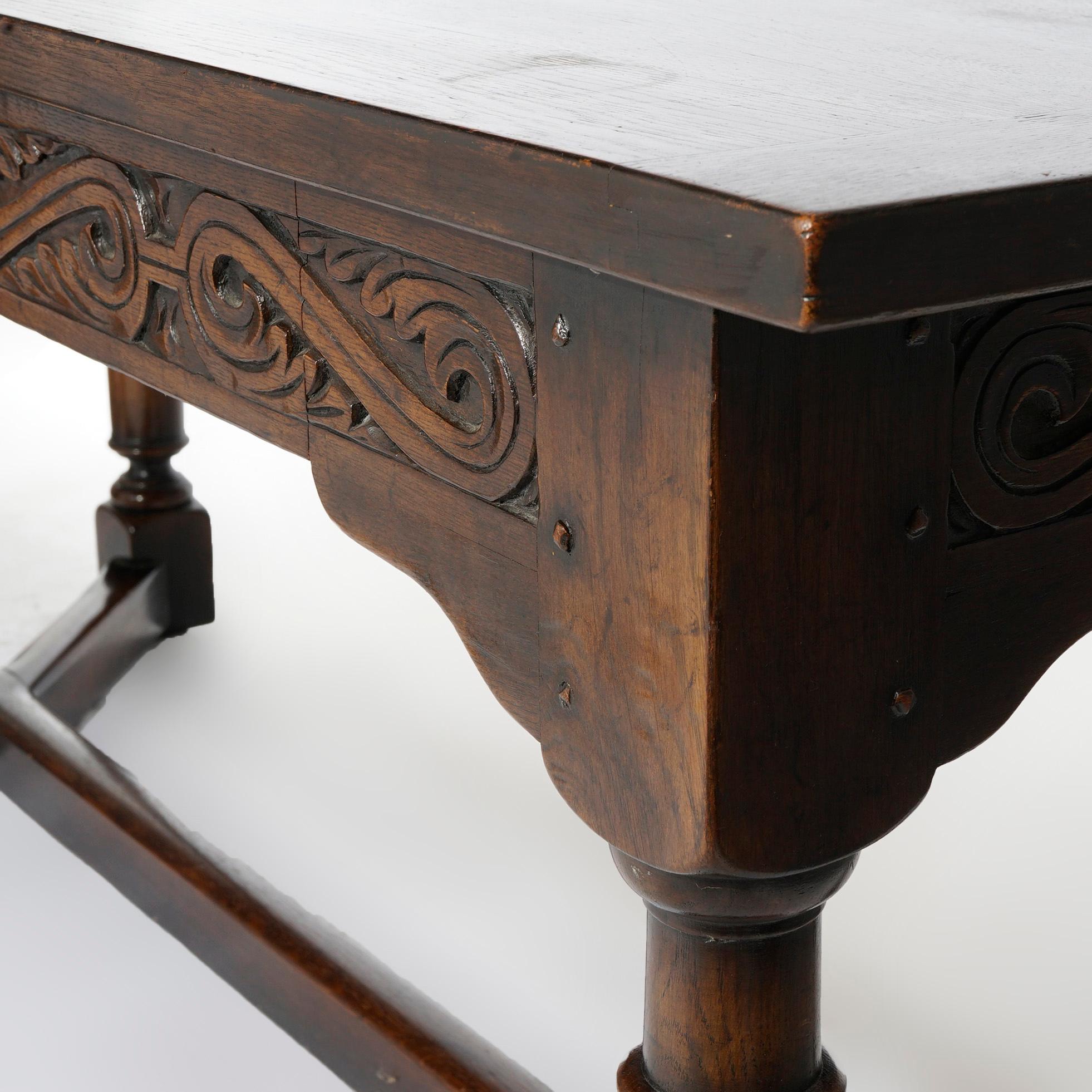 Antique Kittinger Carved Oak Long Sofa Table Circa 1910 11