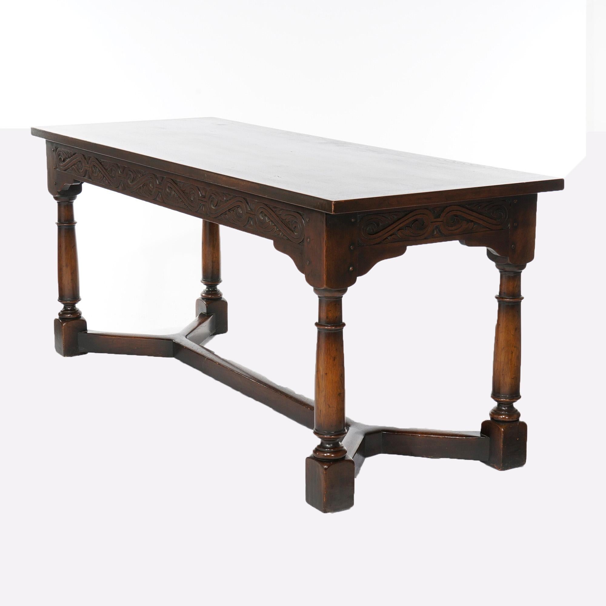 American Antique Kittinger Carved Oak Long Sofa Table Circa 1910