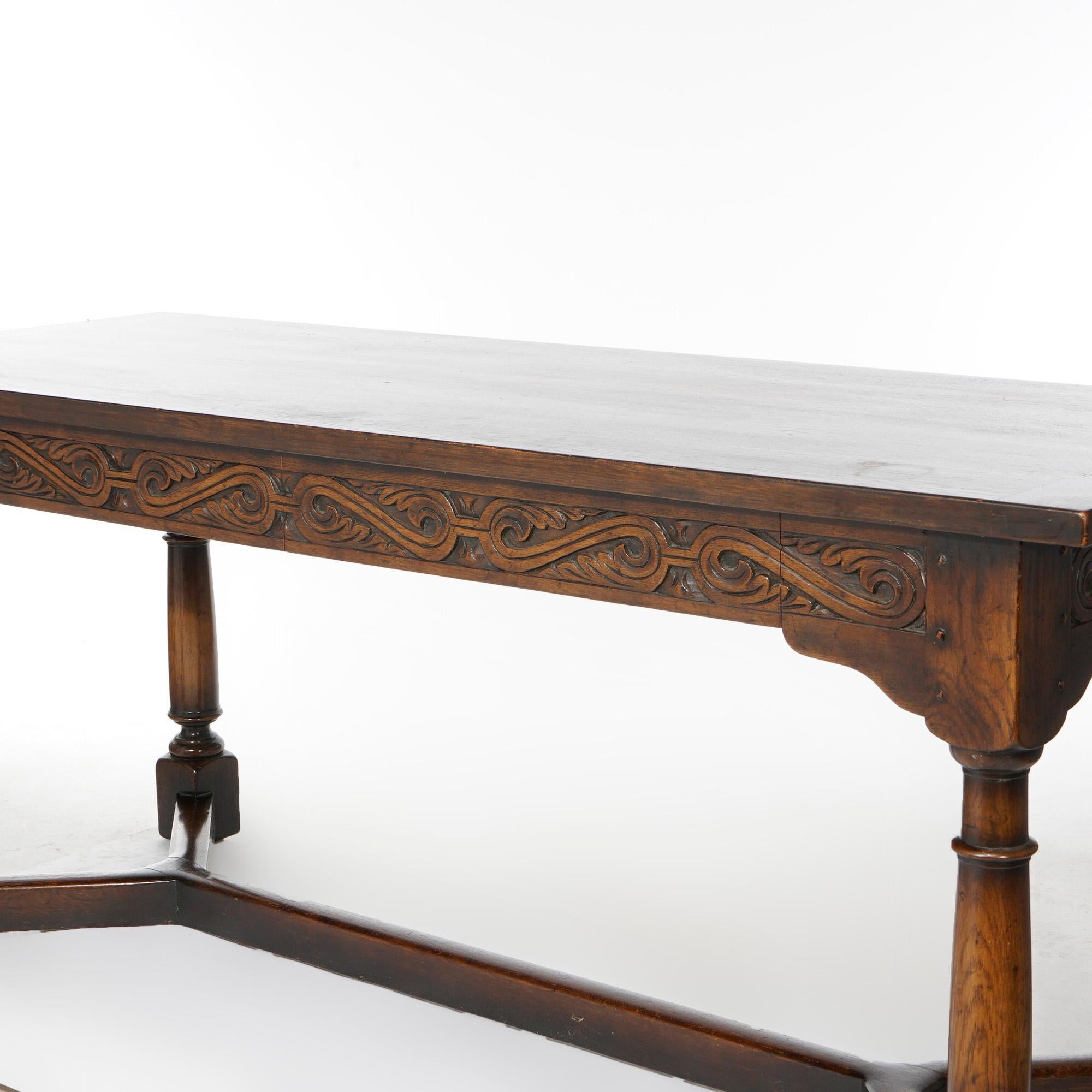 20th Century Antique Kittinger Carved Oak Long Sofa Table Circa 1910