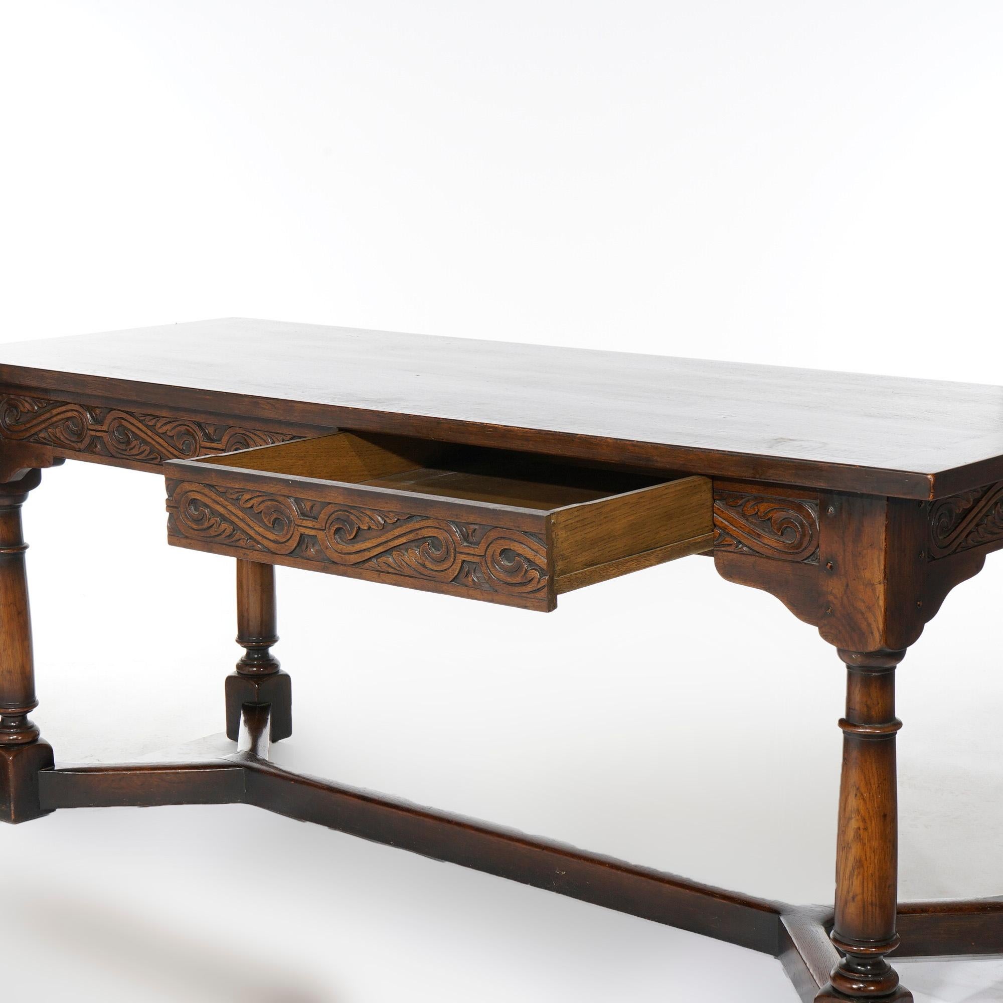 Antique Kittinger Carved Oak Long Sofa Table Circa 1910 1
