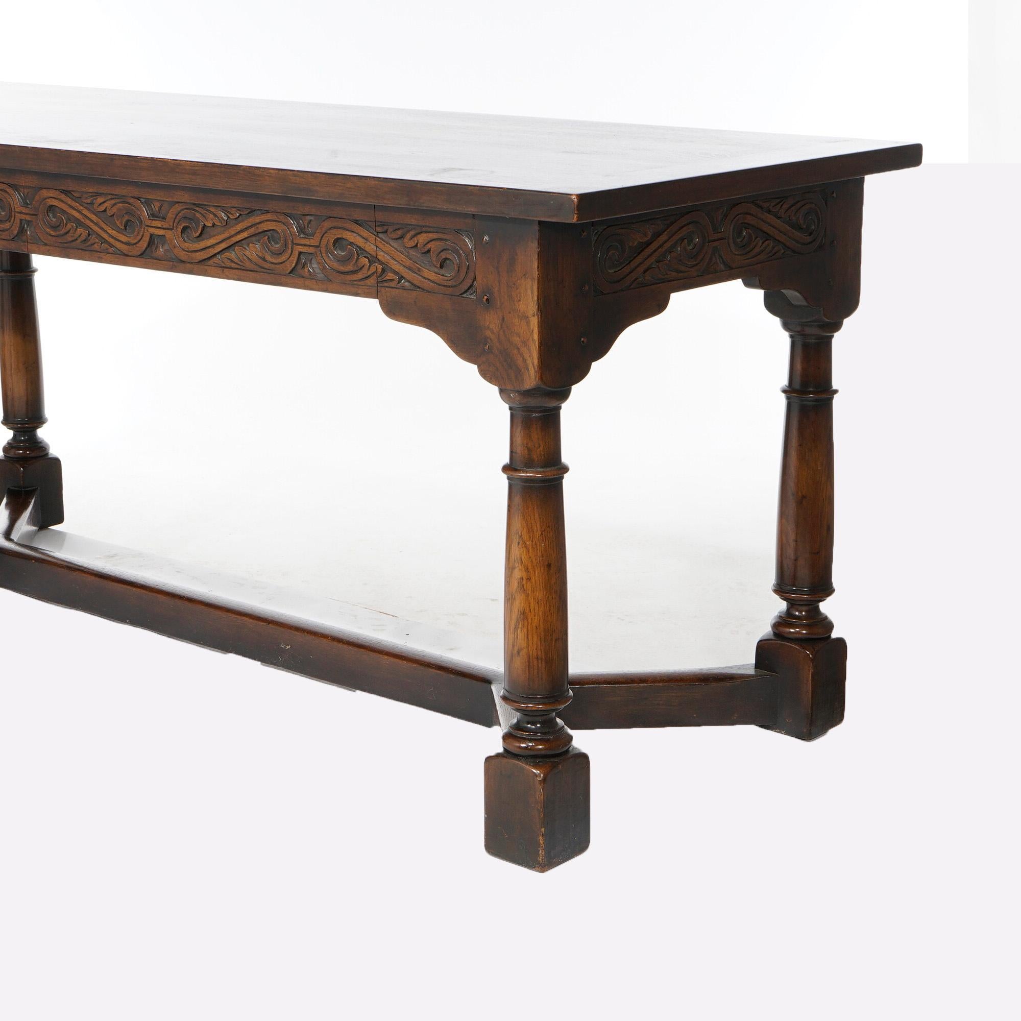 Antique Kittinger Carved Oak Long Sofa Table Circa 1910 2