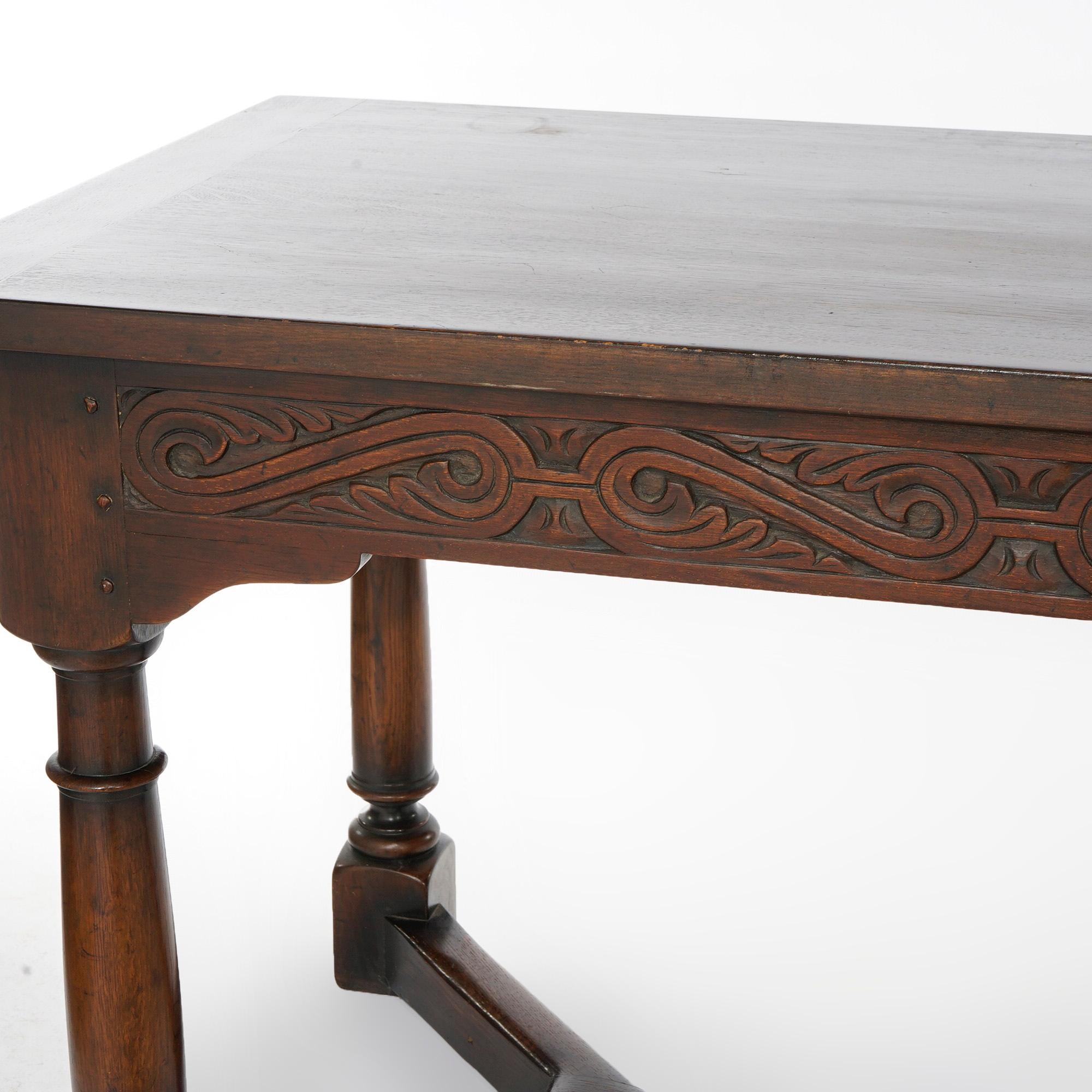 Antique Kittinger Carved Oak Long Sofa Table Circa 1910 3