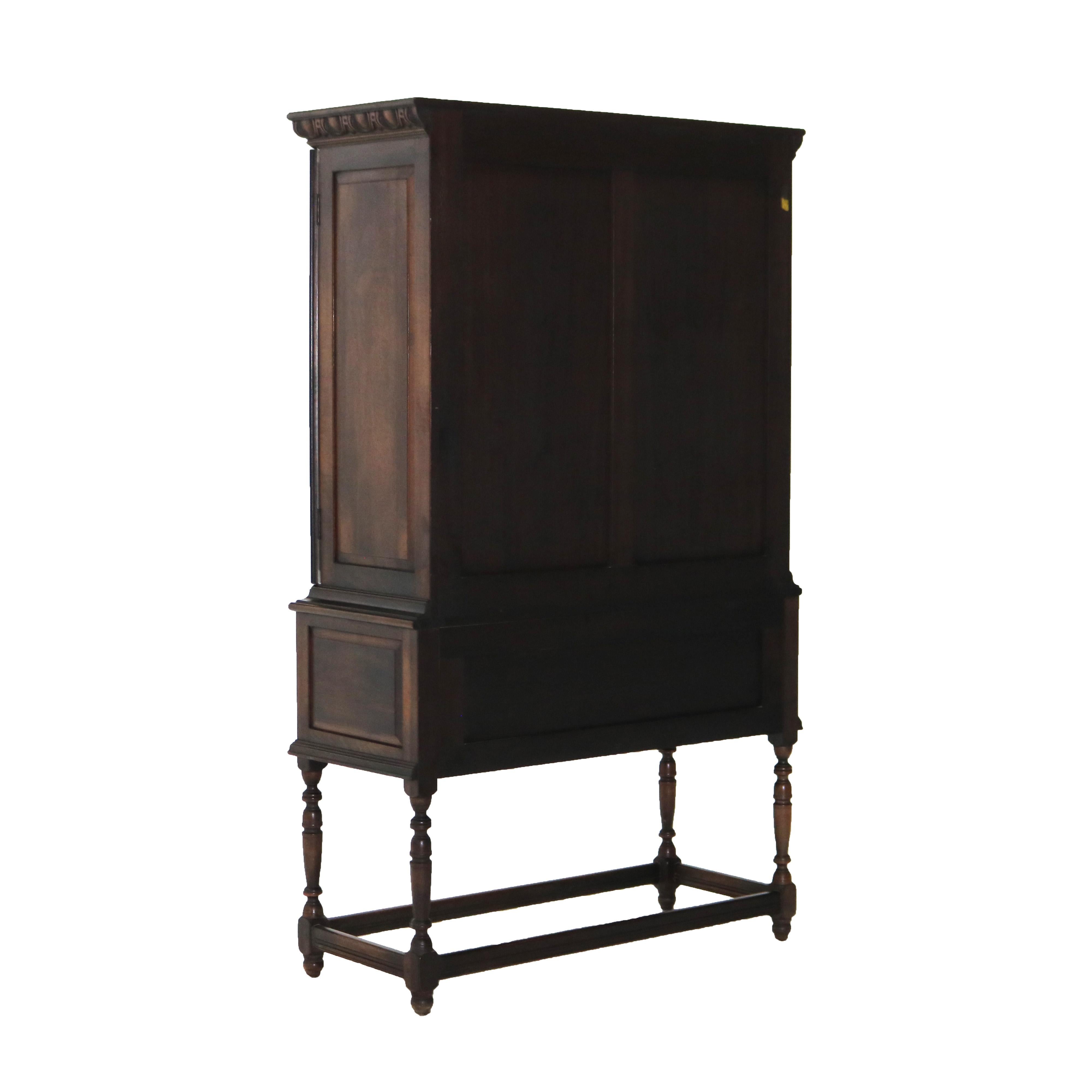 Antique Kittinger Carved Walnut Blind Front Credenza with Ebonized Highlights 2