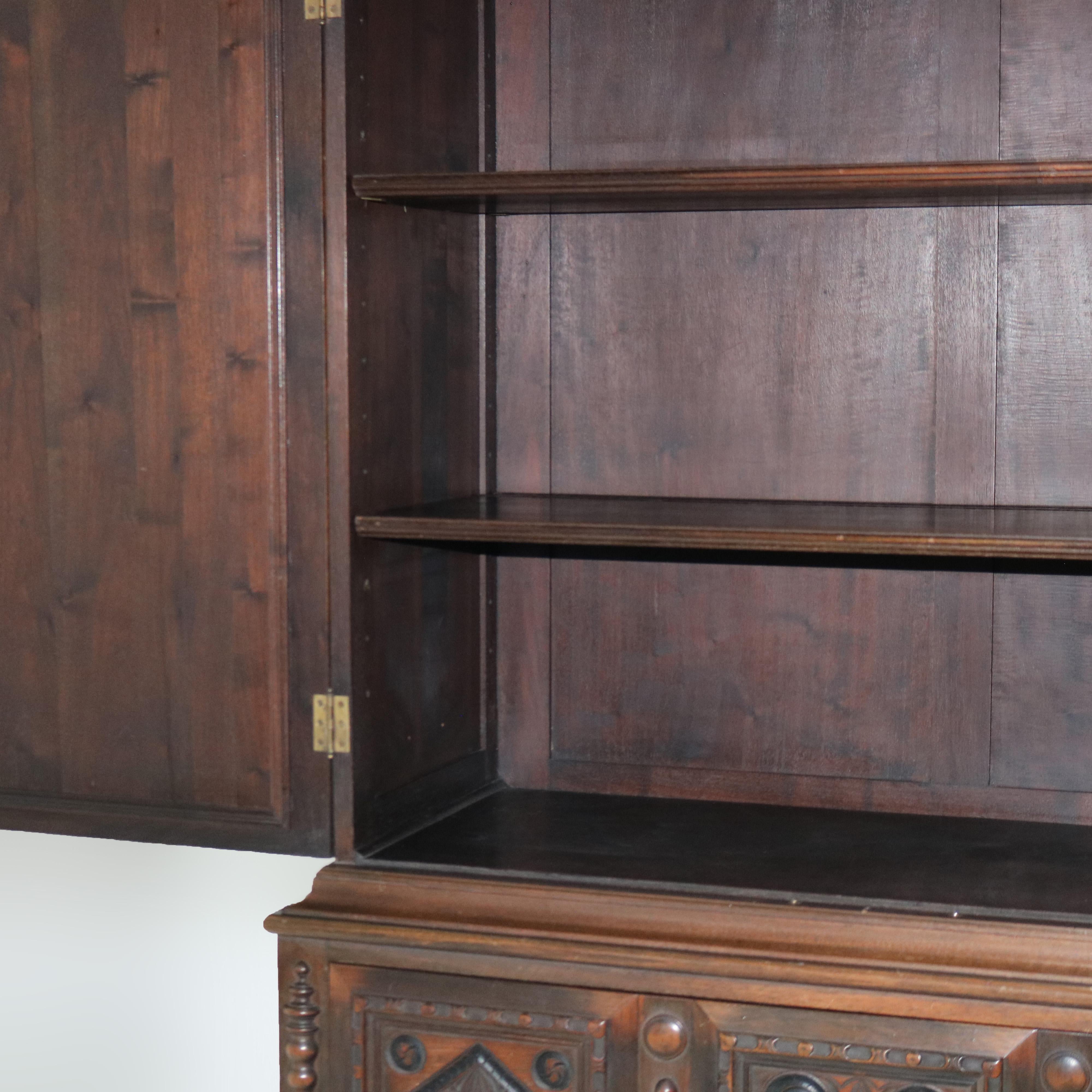 Antique Kittinger Carved Walnut Blind Front Credenza with Ebonized Highlights 3