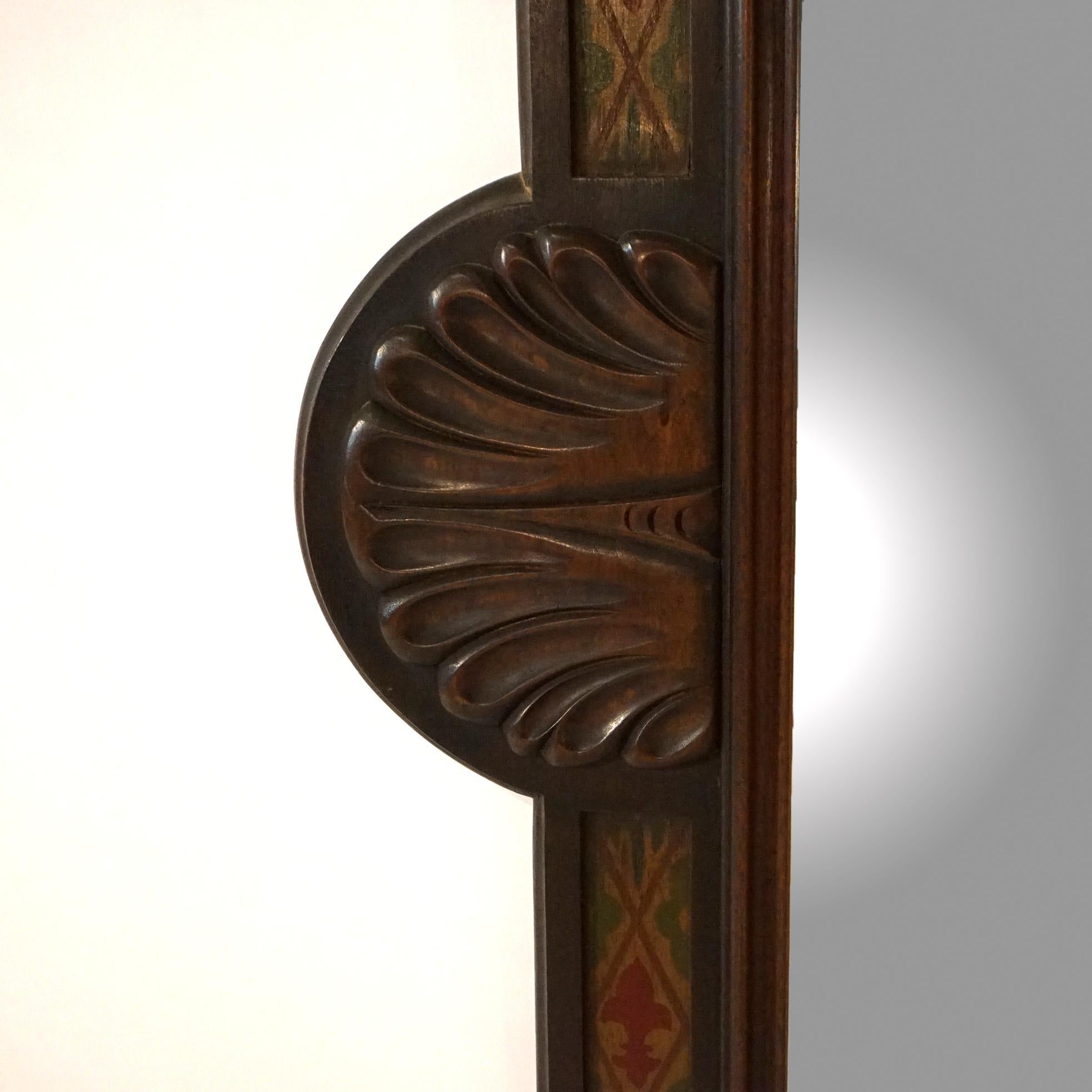 20th Century Antique Kittinger Colonial Revival Polychromed Wall Mirror C1930