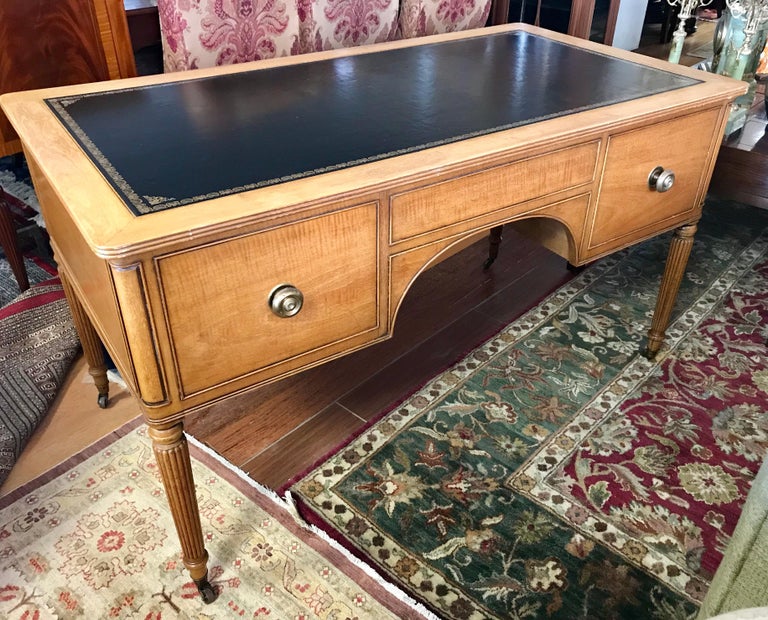 Antique Kittinger Fruitwood And Leather Top Writing Desk Table