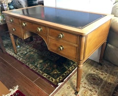 Antique Kittinger Fruitwood and Leather Top Writing Desk Writing Table
