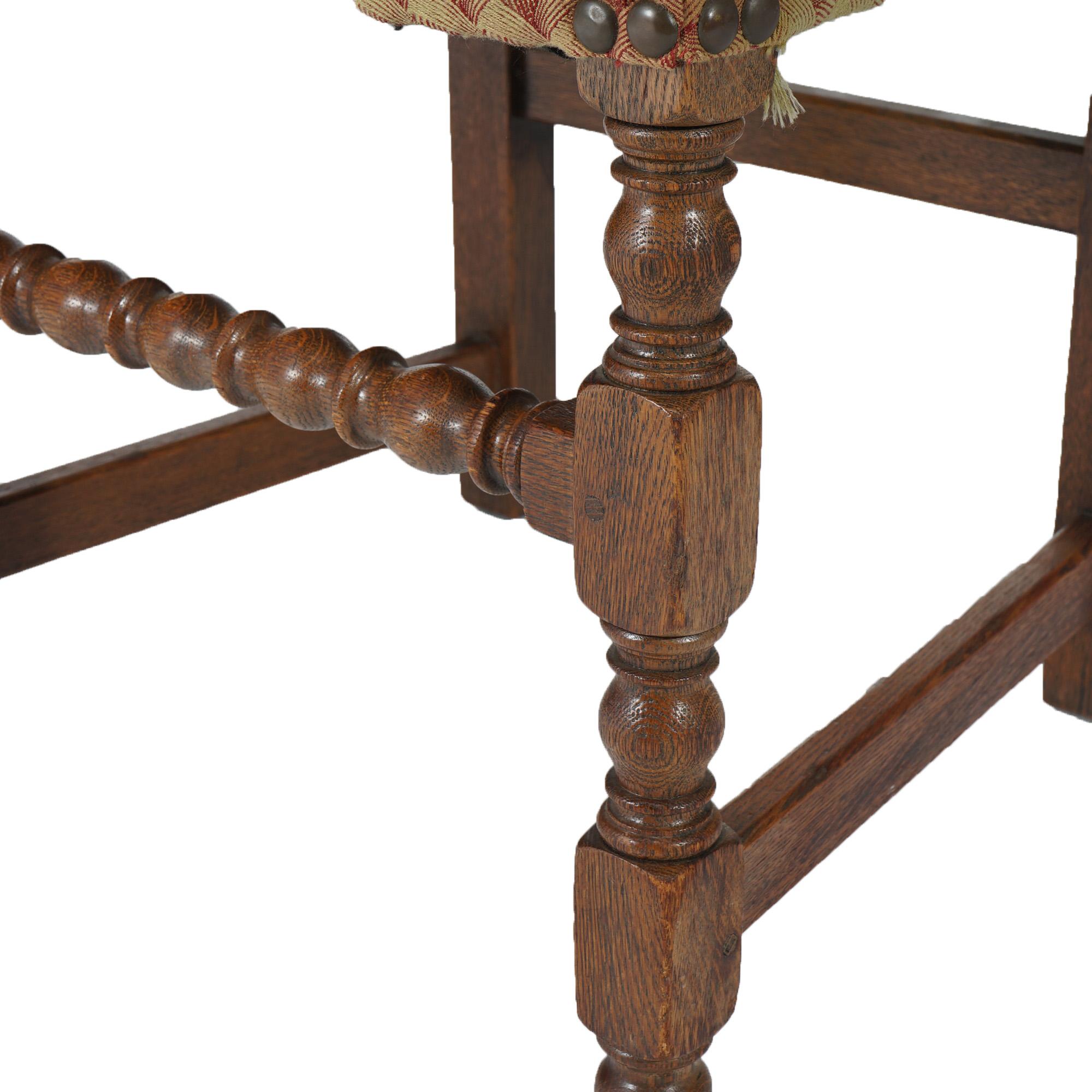 Antique Kittinger Jacobean Carved Oak Draw-Top Banquet Table & 12 Chairs C1920 8