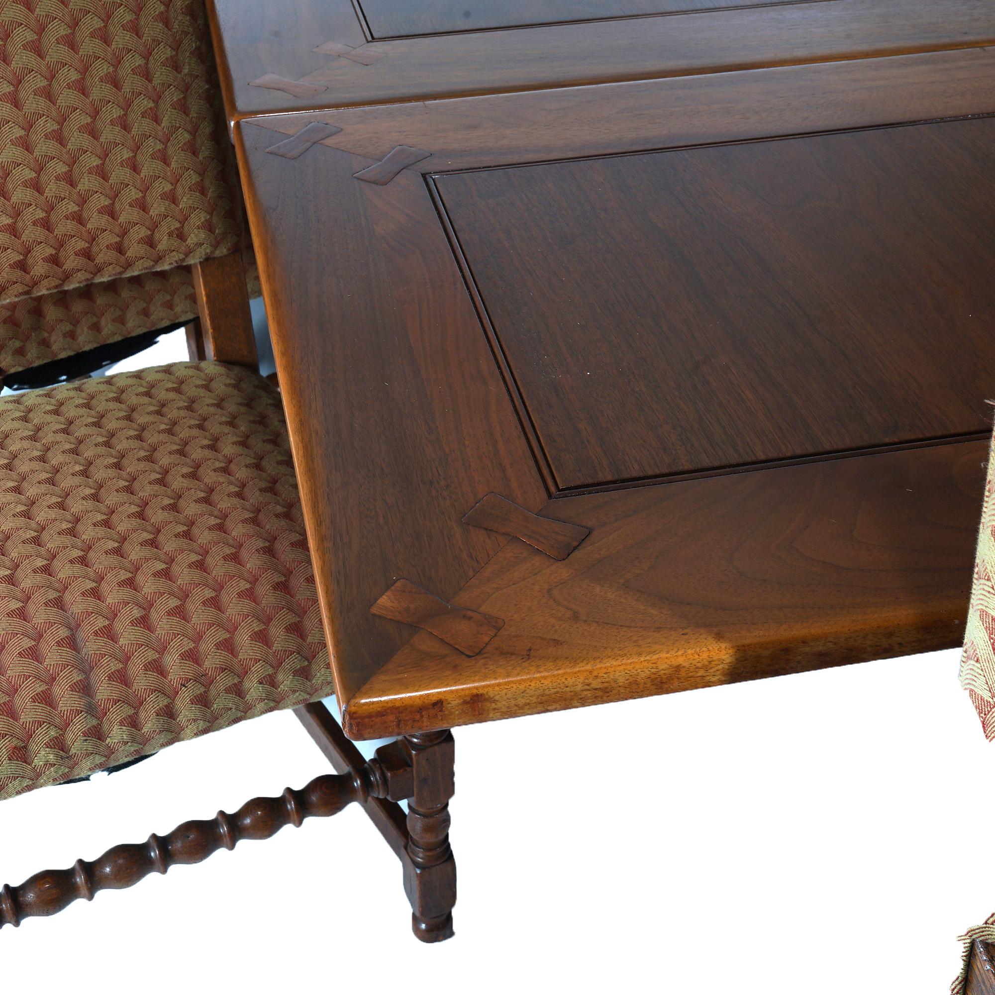 20th Century Antique Kittinger Jacobean Carved Oak Draw-Top Banquet Table & 12 Chairs C1920