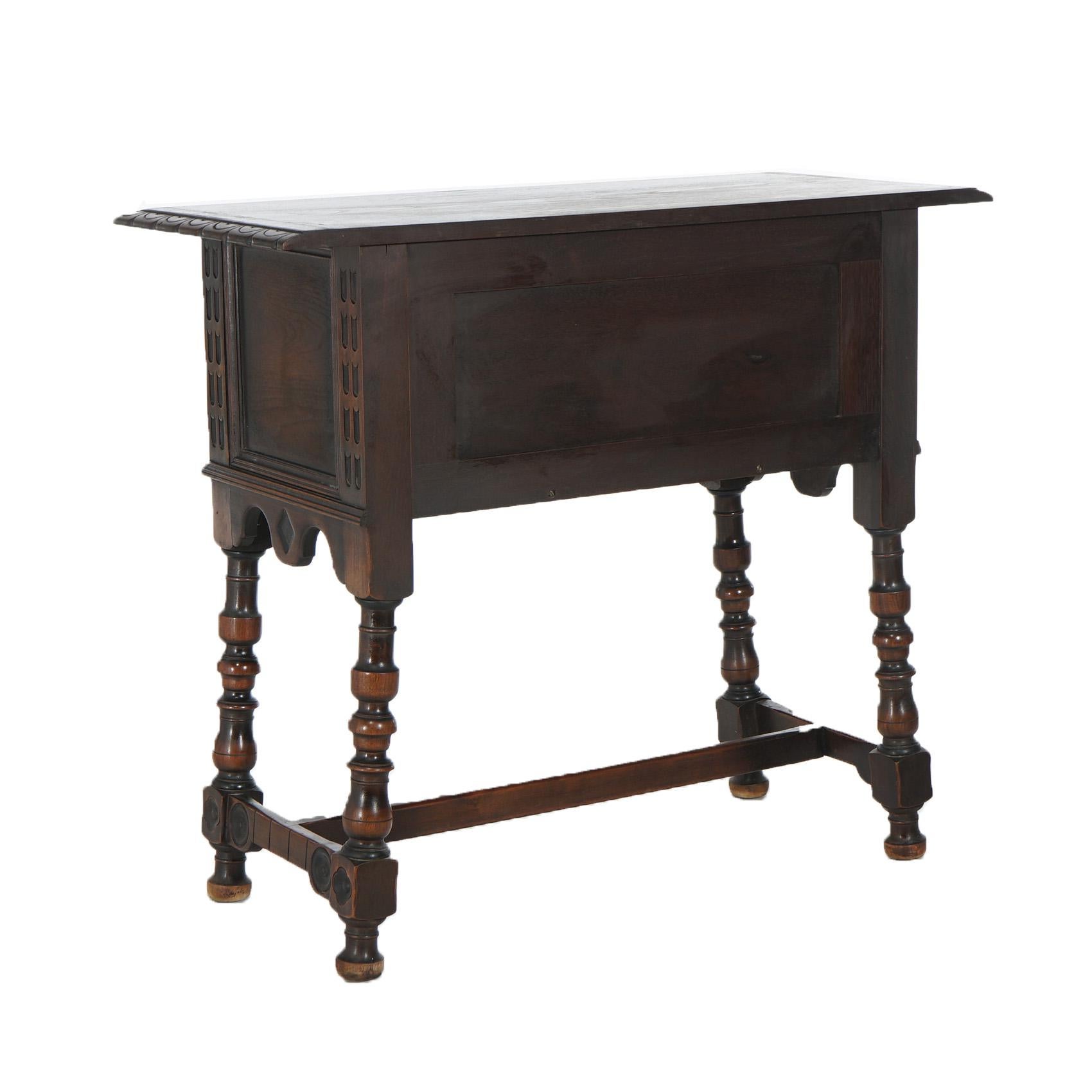 Antique Kittinger Jacobean Style Carved Walnut Server with Deep Drawer C1930 6