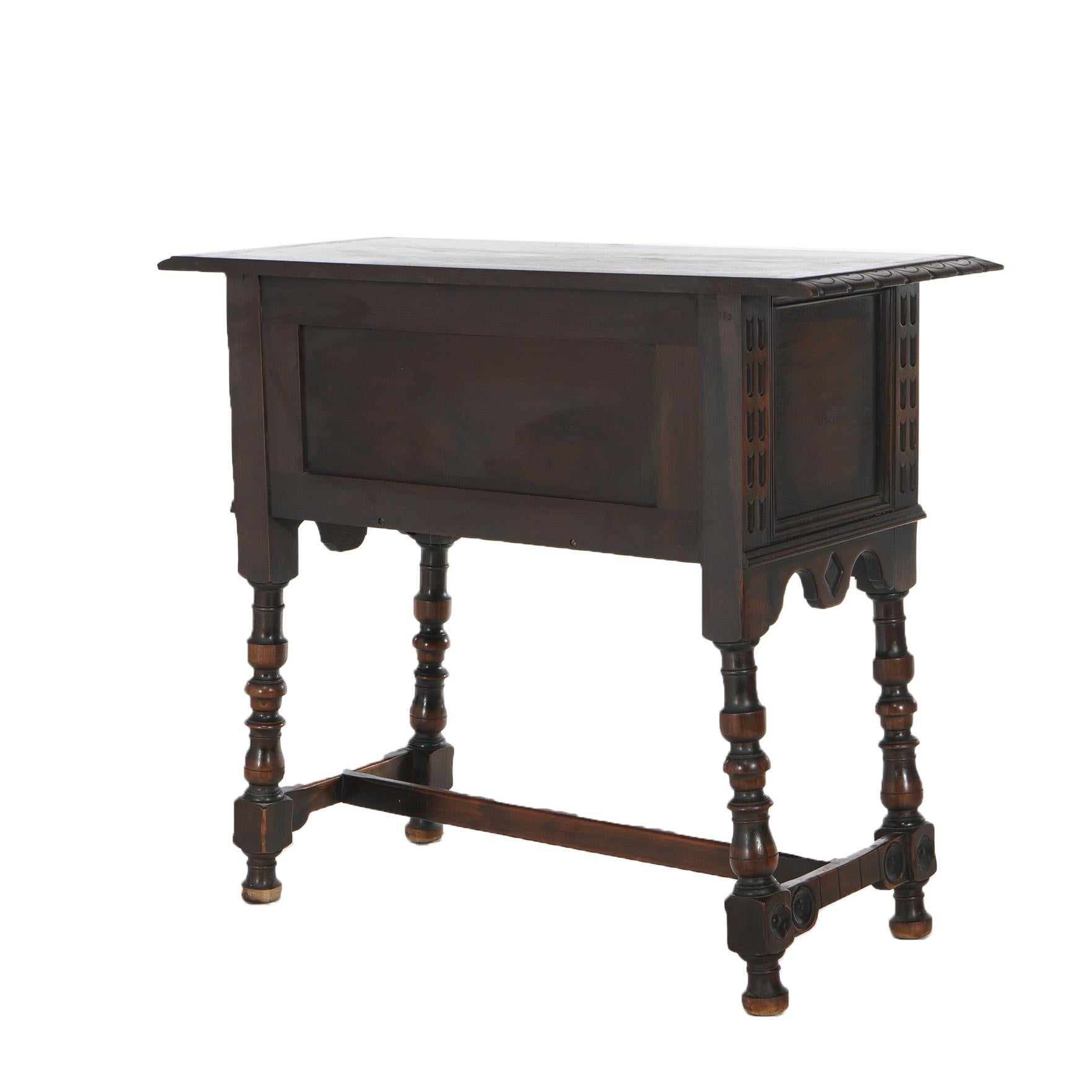 Antique Kittinger Jacobean Style Carved Walnut Server with Deep Drawer C1930 7