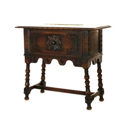 Antique Kittinger Jacobean Style Carved Walnut Server with Deep Drawer C1930