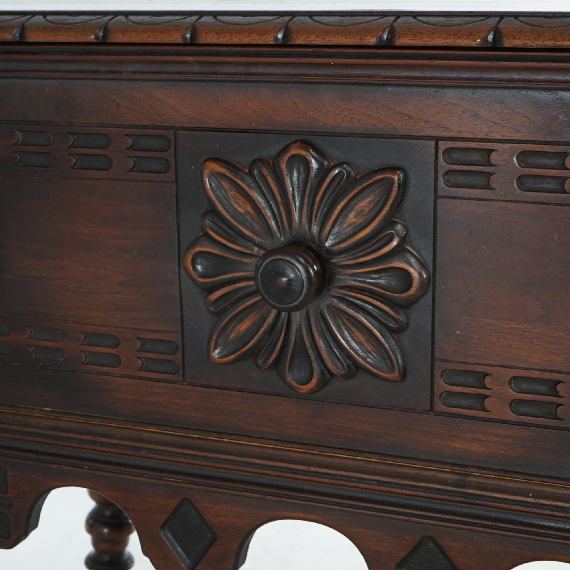 Antique Kittinger Jacobean Style Carved Walnut Server with Deep Drawer C1930 2