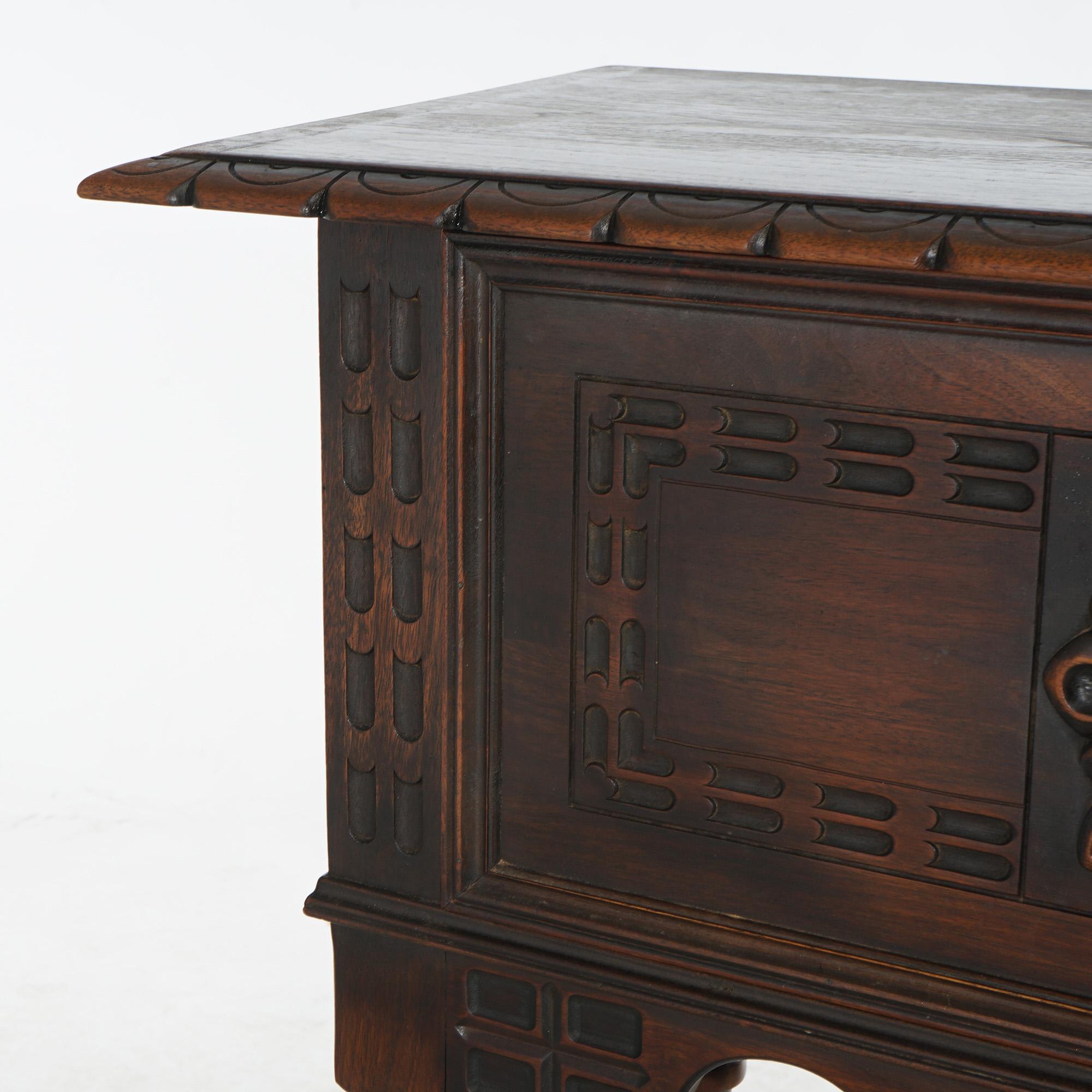 Antique Kittinger Jacobean Style Carved Walnut Server with Deep Drawer C1930 3