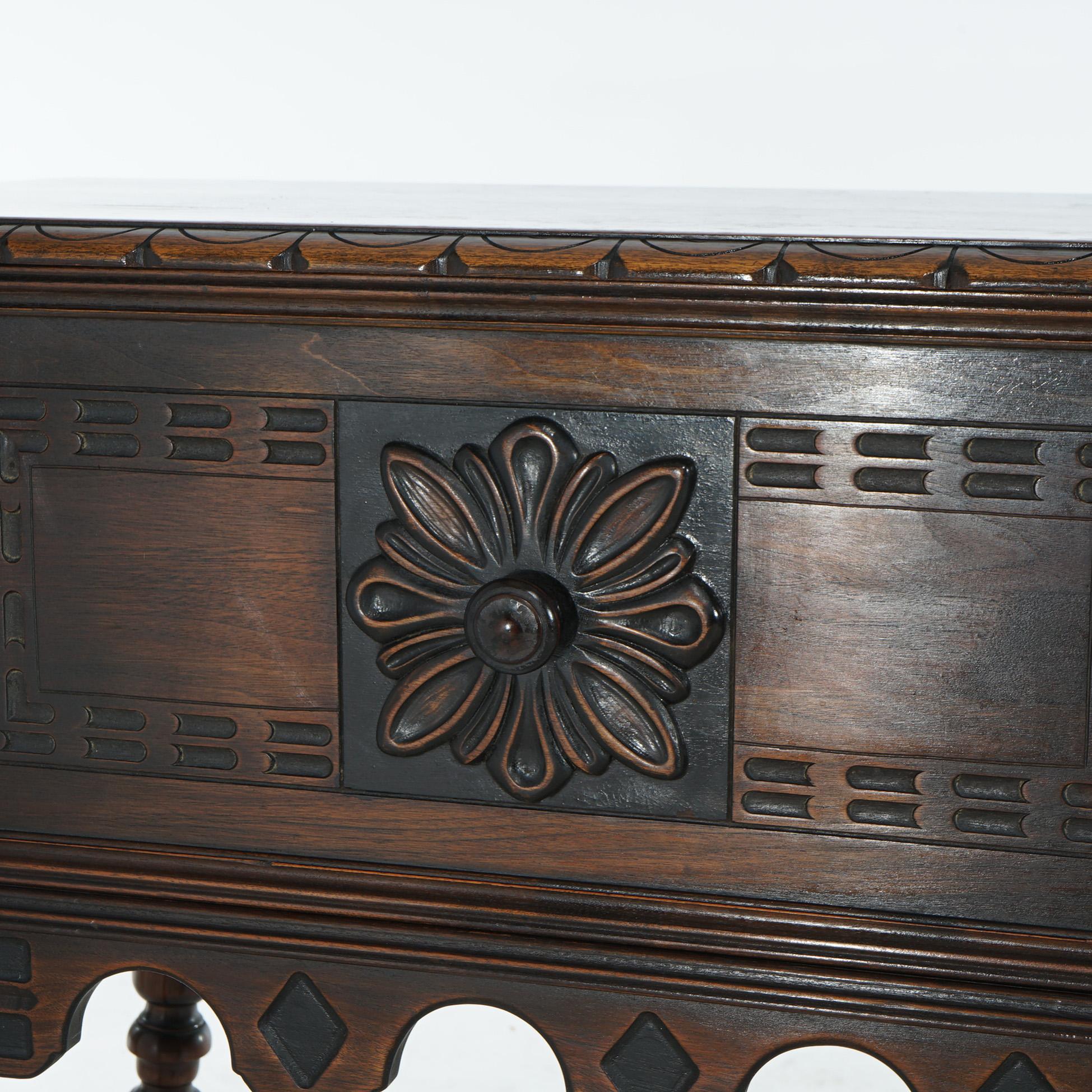 Antique Kittinger Jacobean Style Carved Walnut & Wrought Iron Sideboard C1930 7