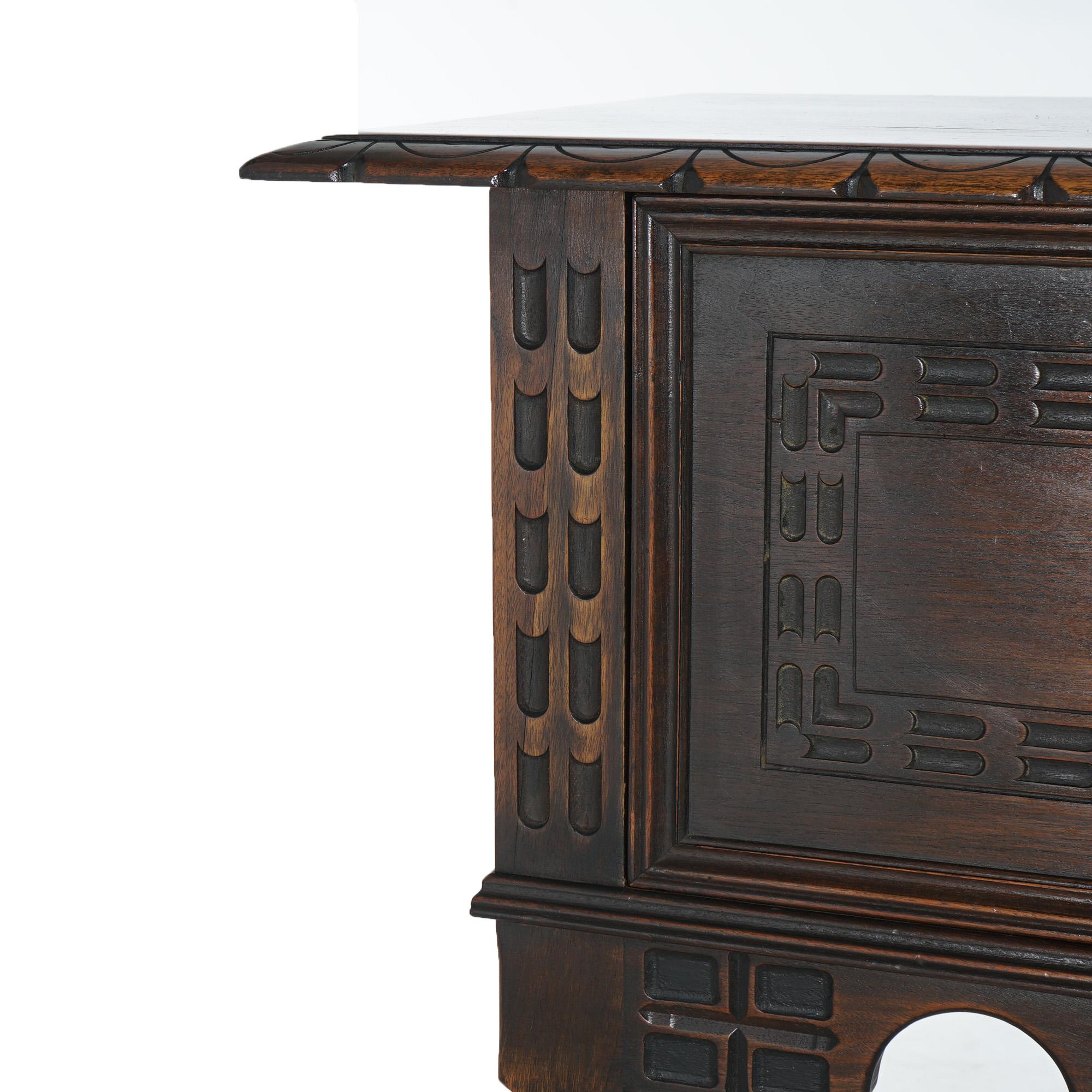 Antique Kittinger Jacobean Style Carved Walnut & Wrought Iron Sideboard C1930 8