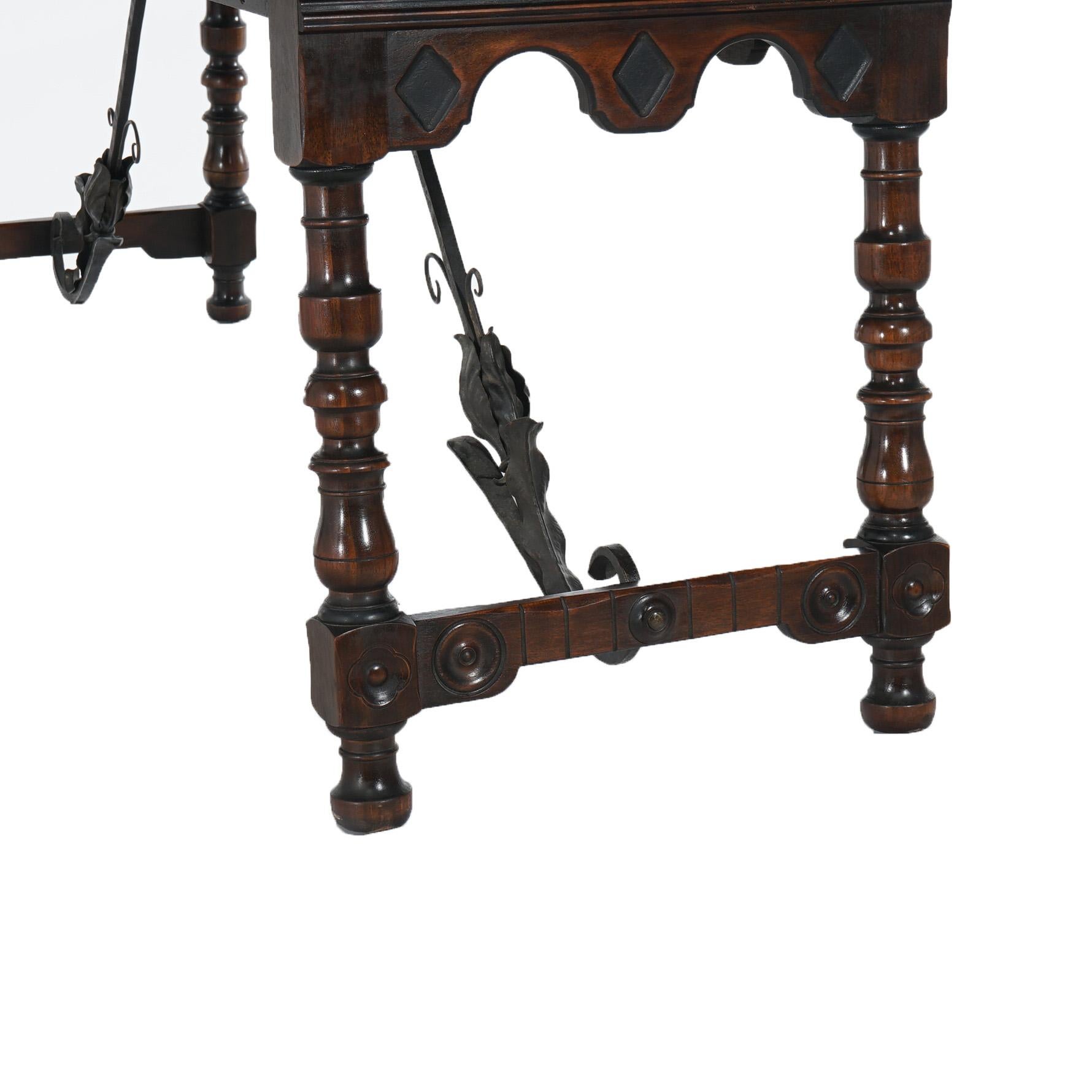 Antique Kittinger Jacobean Style Carved Walnut & Wrought Iron Sideboard C1930 15