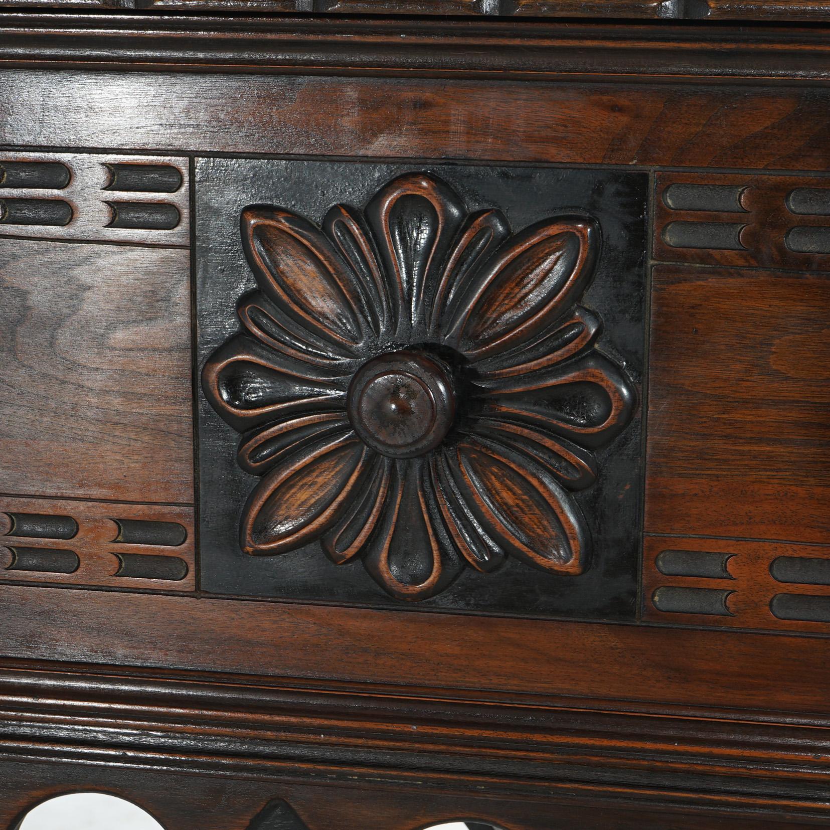 Antique Kittinger Jacobean Style Carved Walnut & Wrought Iron Sideboard C1930 4