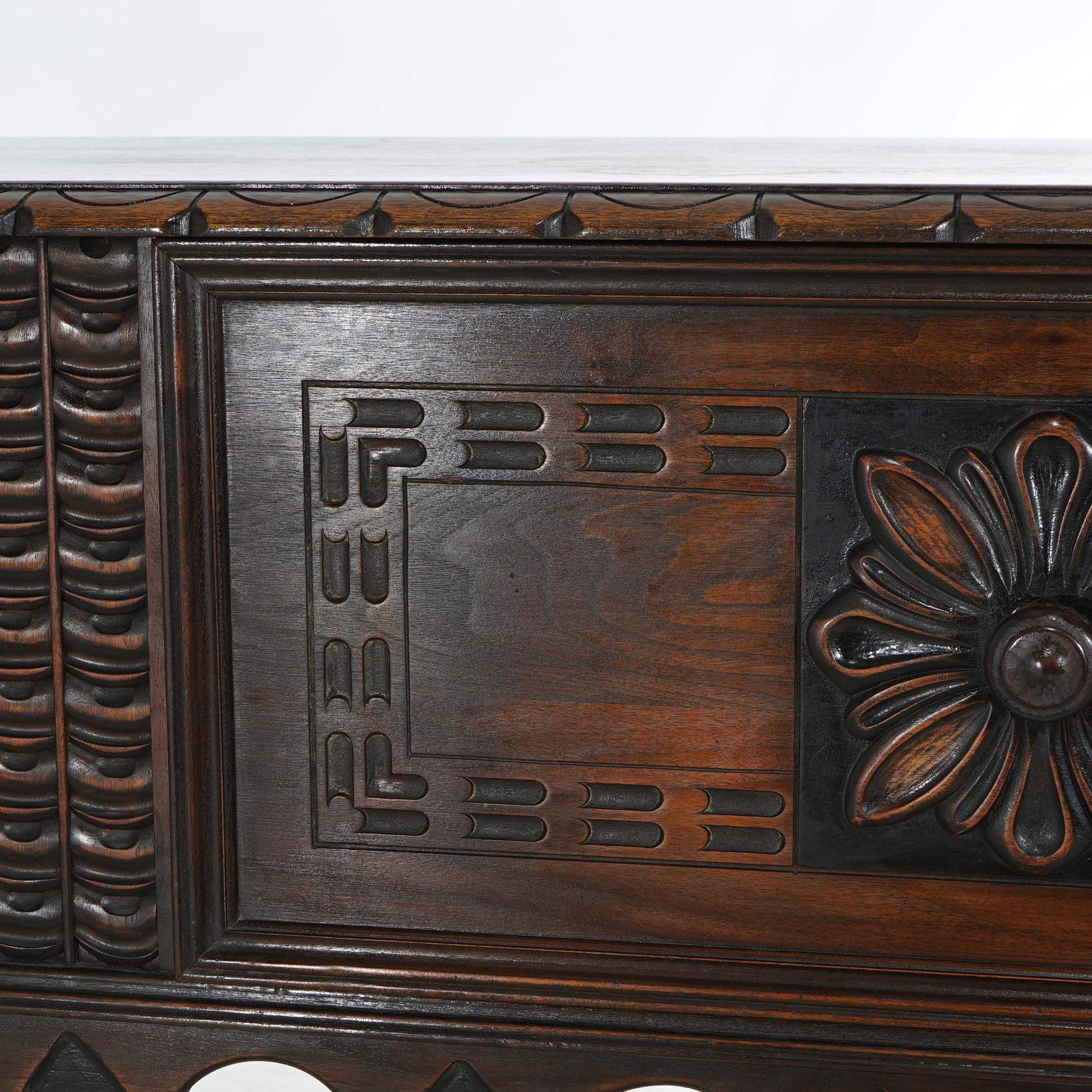 Antique Kittinger Jacobean Style Carved Walnut & Wrought Iron Sideboard C1930 5
