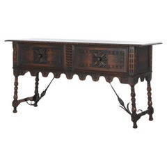Antique Kittinger Jacobean Style Carved Walnut & Wrought Iron Sideboard C1930
