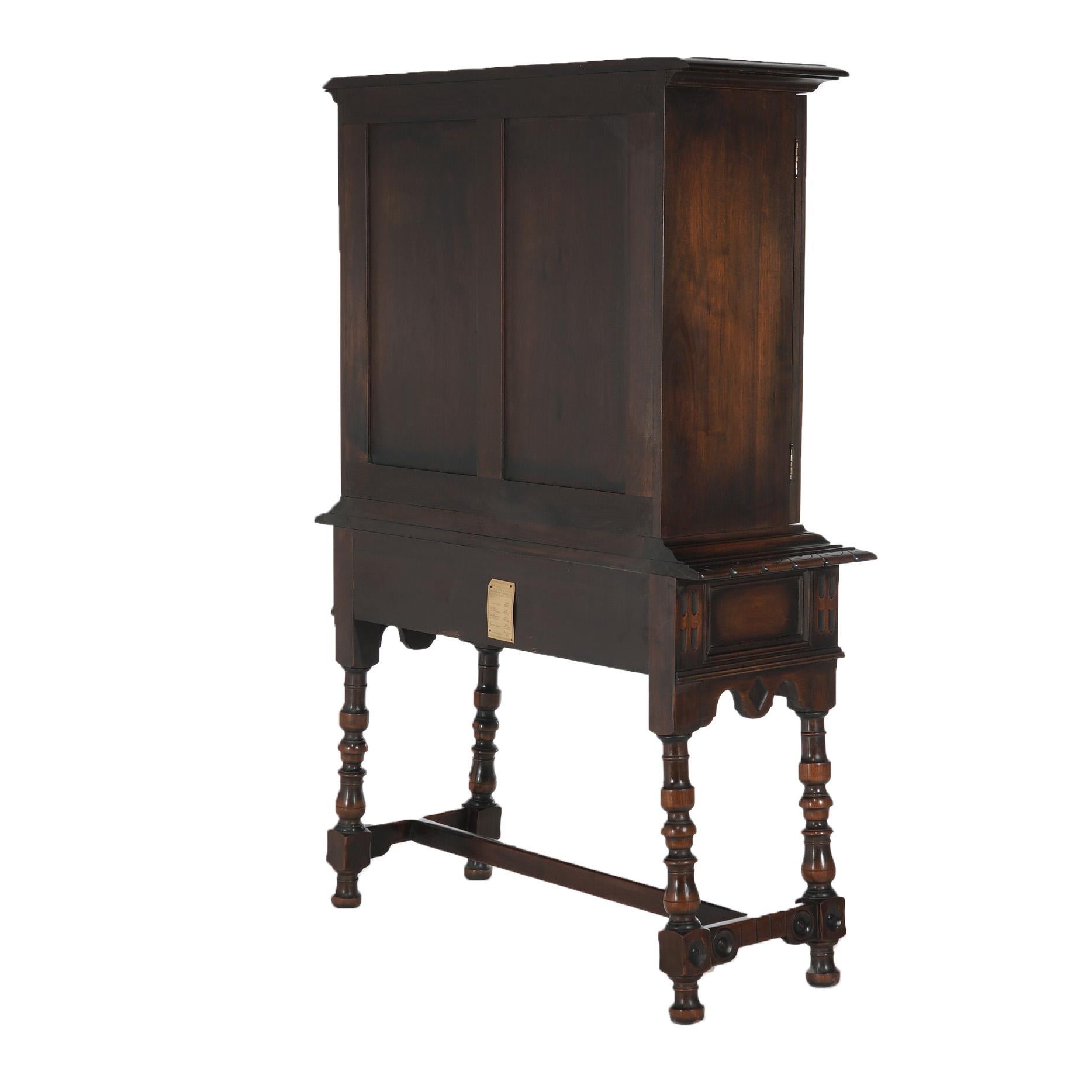 Antique Kittinger Jacobean Style Floral Carved Walnut Credenza C1930 9