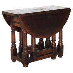 Antique Kittinger Jacobean William & Mary Walnut Drop Down Small Table C1930