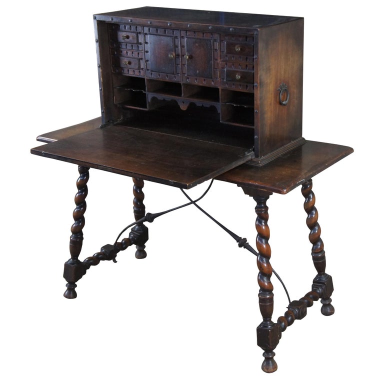 Antique Kittinger Spanish Colonial Walnut Fall Front Secretary Desk