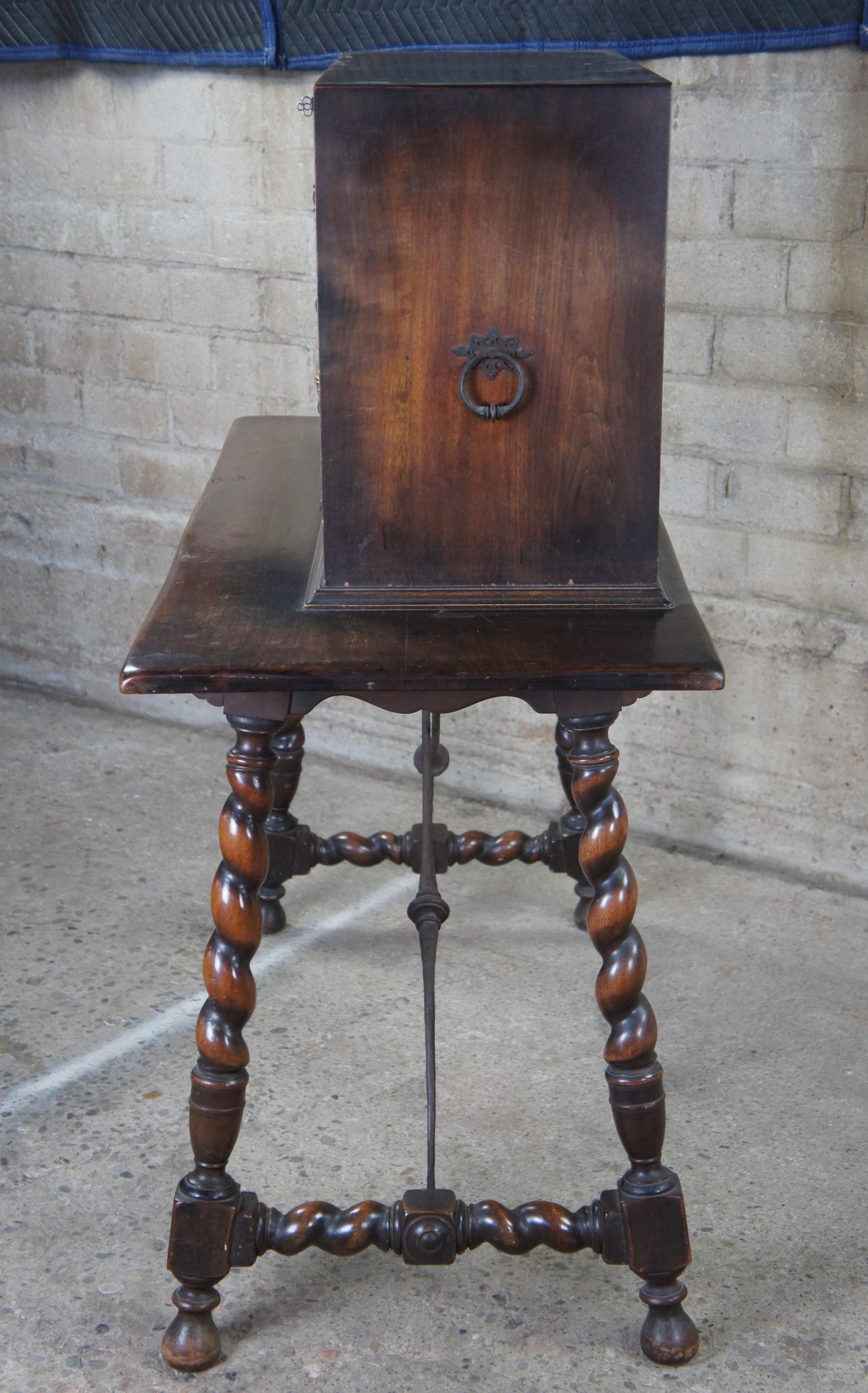Antique Kittinger Spanish Colonial Walnut Fall Front Secretary Desk Barley Twist For Sale 2