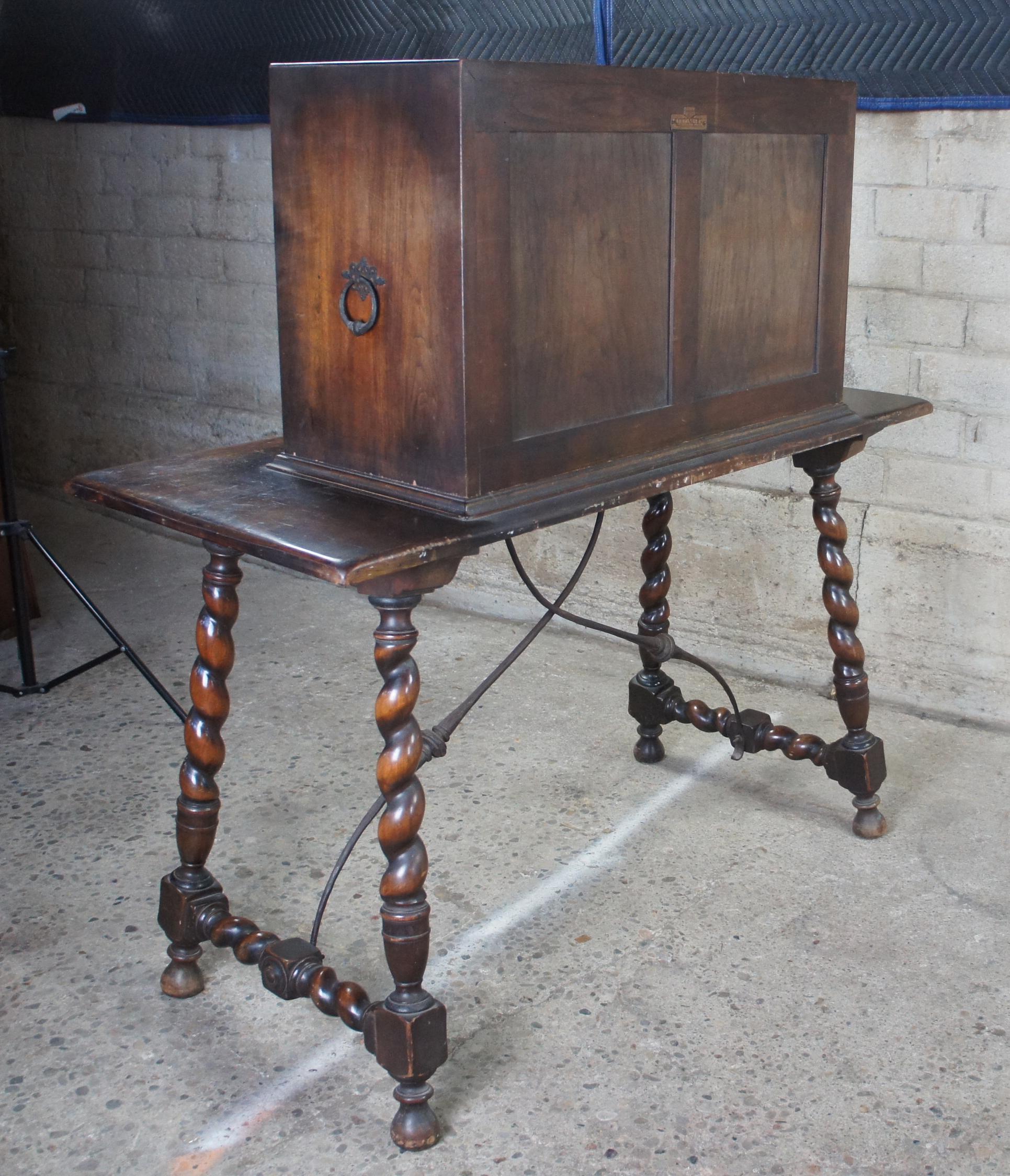 Antique Kittinger Spanish Colonial Walnut Fall Front Secretary Desk Barley Twist For Sale 3