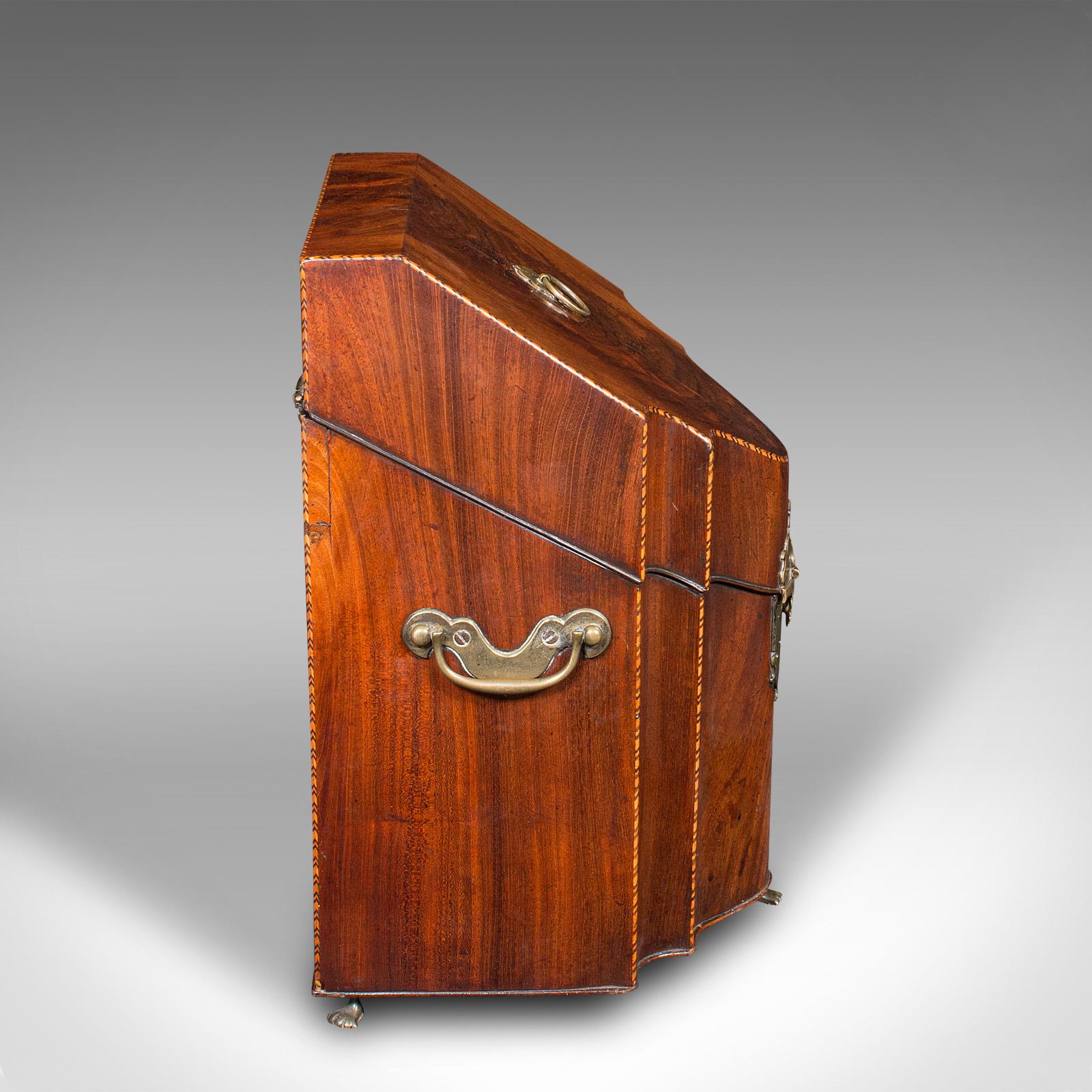 British  Antique Knife Box, English, Cutlery Canteen, Oak Lined, Kitchen, Georgian, 1770 For Sale